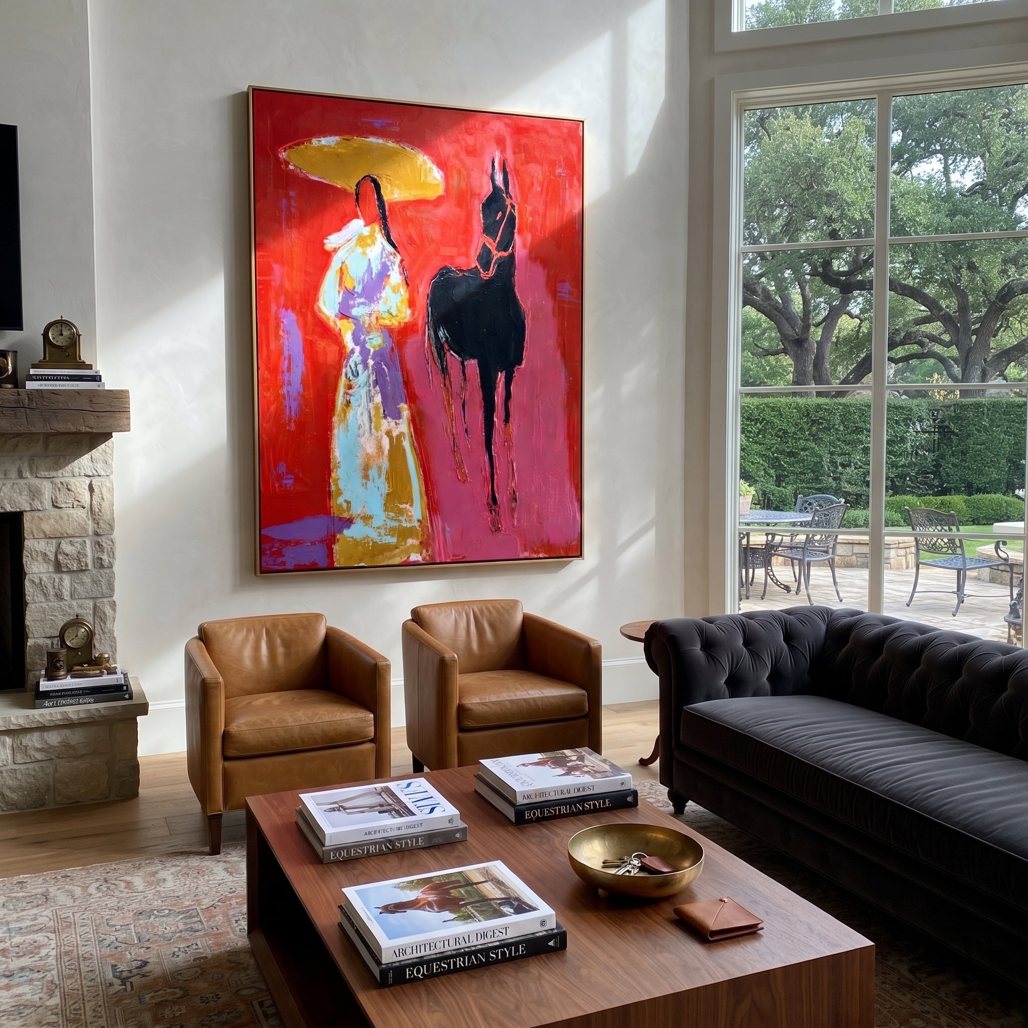 Black Horse Follows Flowers styled with warm modern furnishings