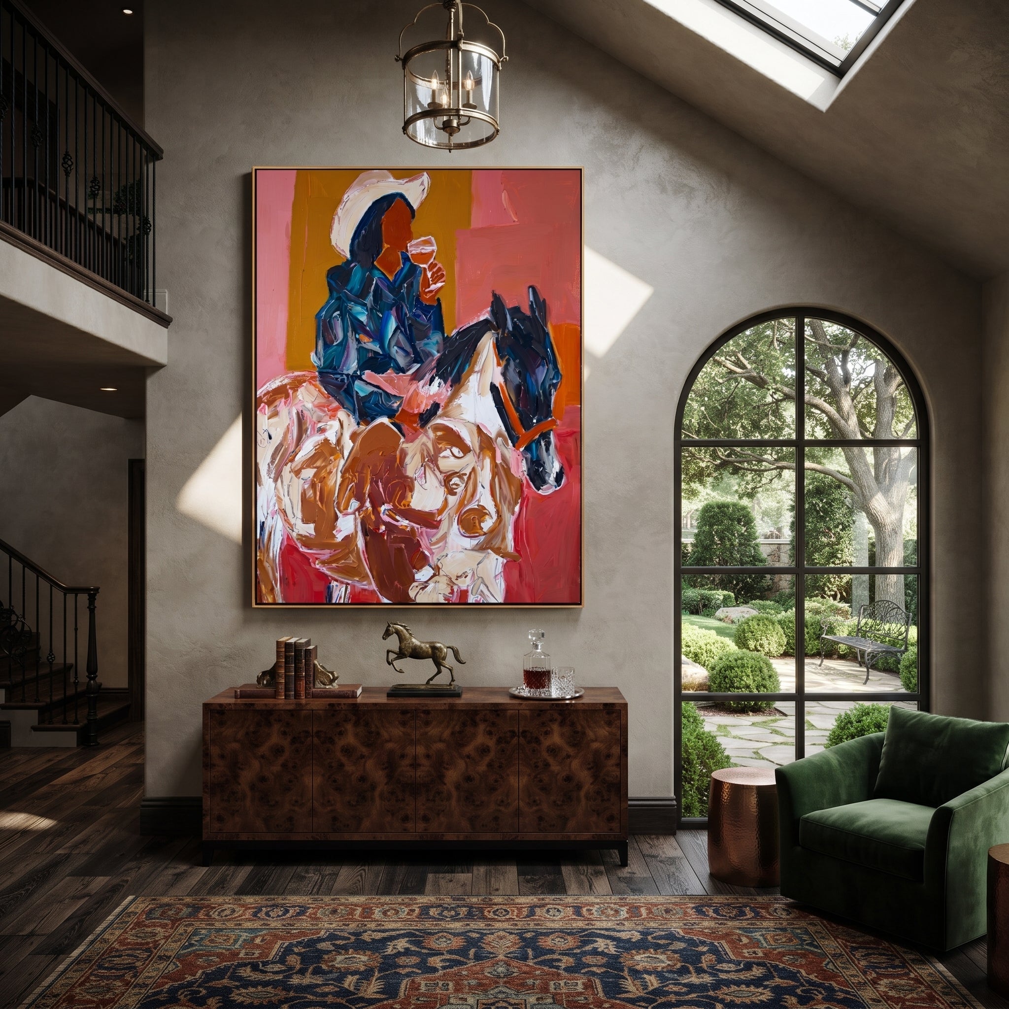 Blue Rider Meets Herd styled with warm modern furnishings