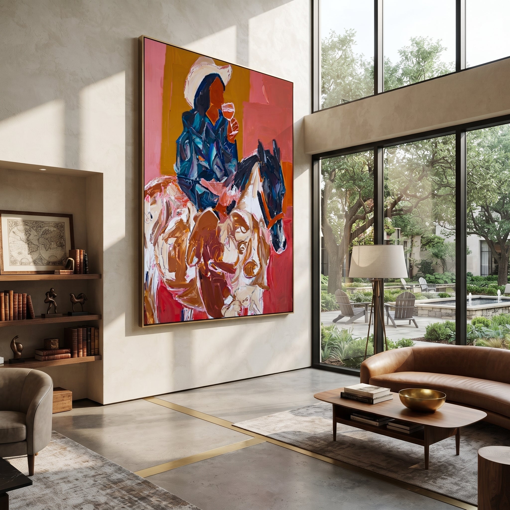 Blue Rider Meets Herd presented as a colorful interior focal point