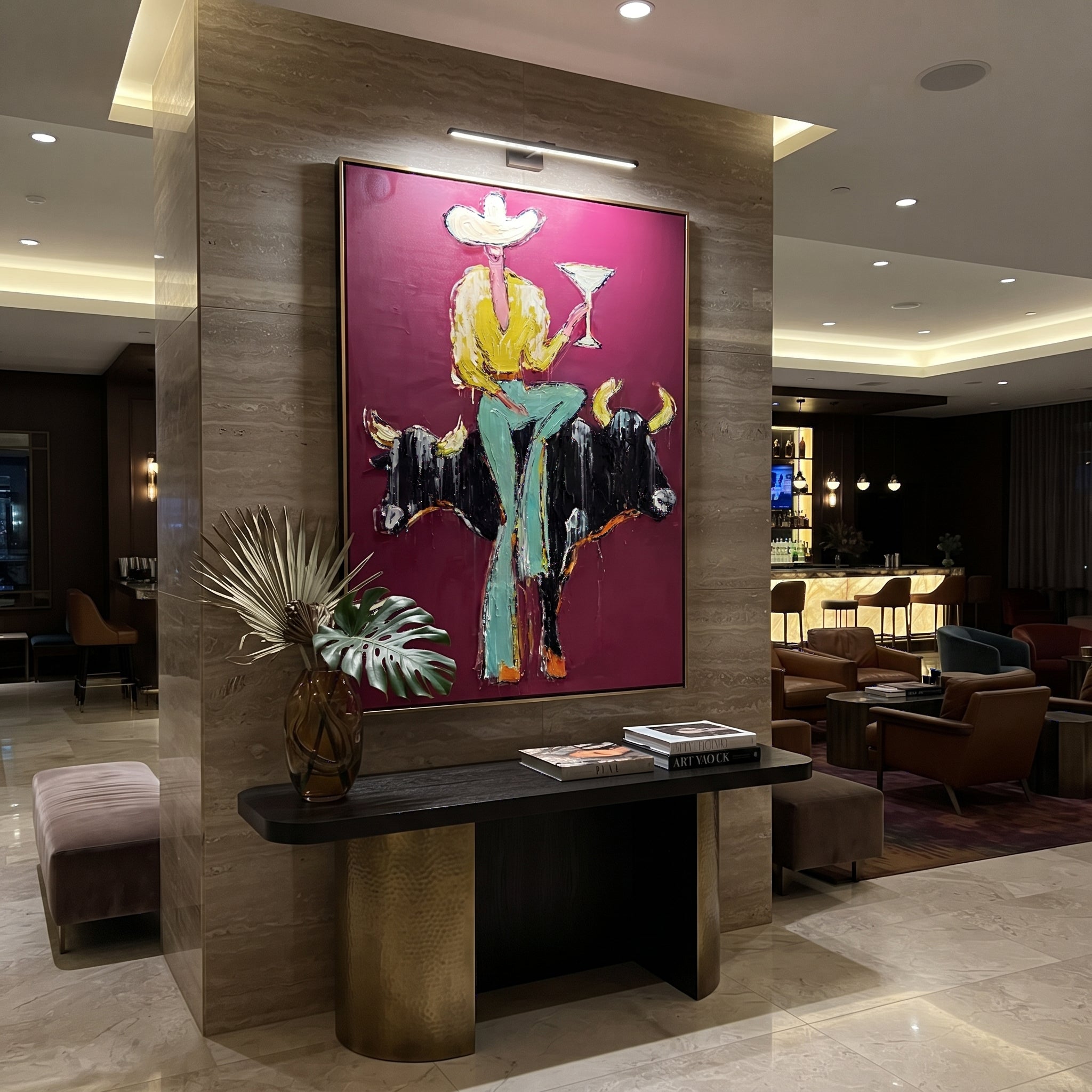 Two Horns Hold Balance displayed in a layered residential setting