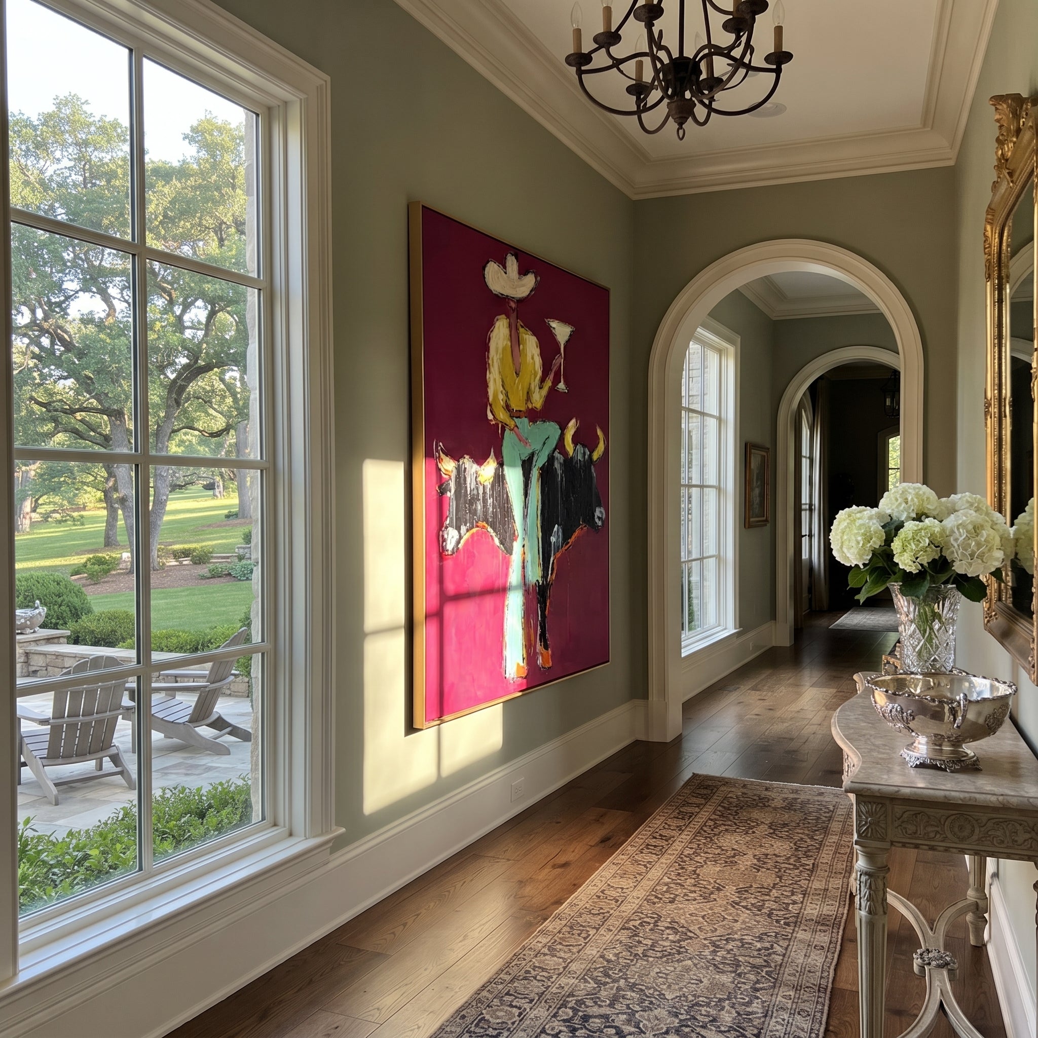 Two Horns Hold Balance styled with wood, linen, and modern decor