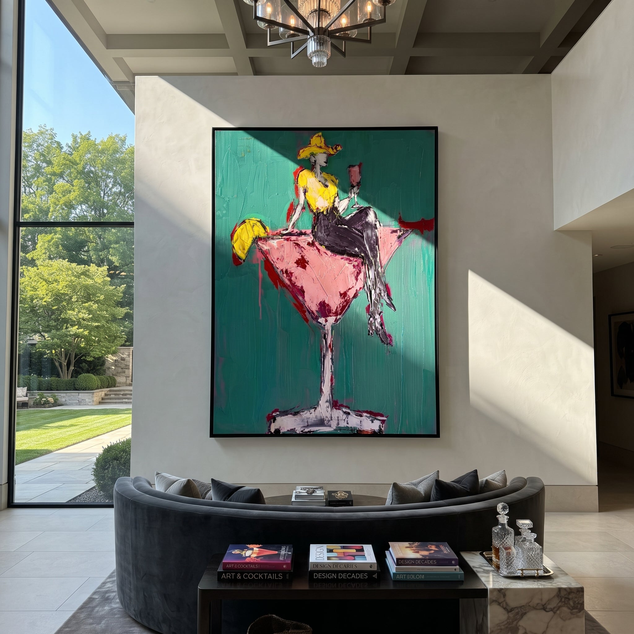 Pink Glass Carries Gold styled with warm modern furnishings