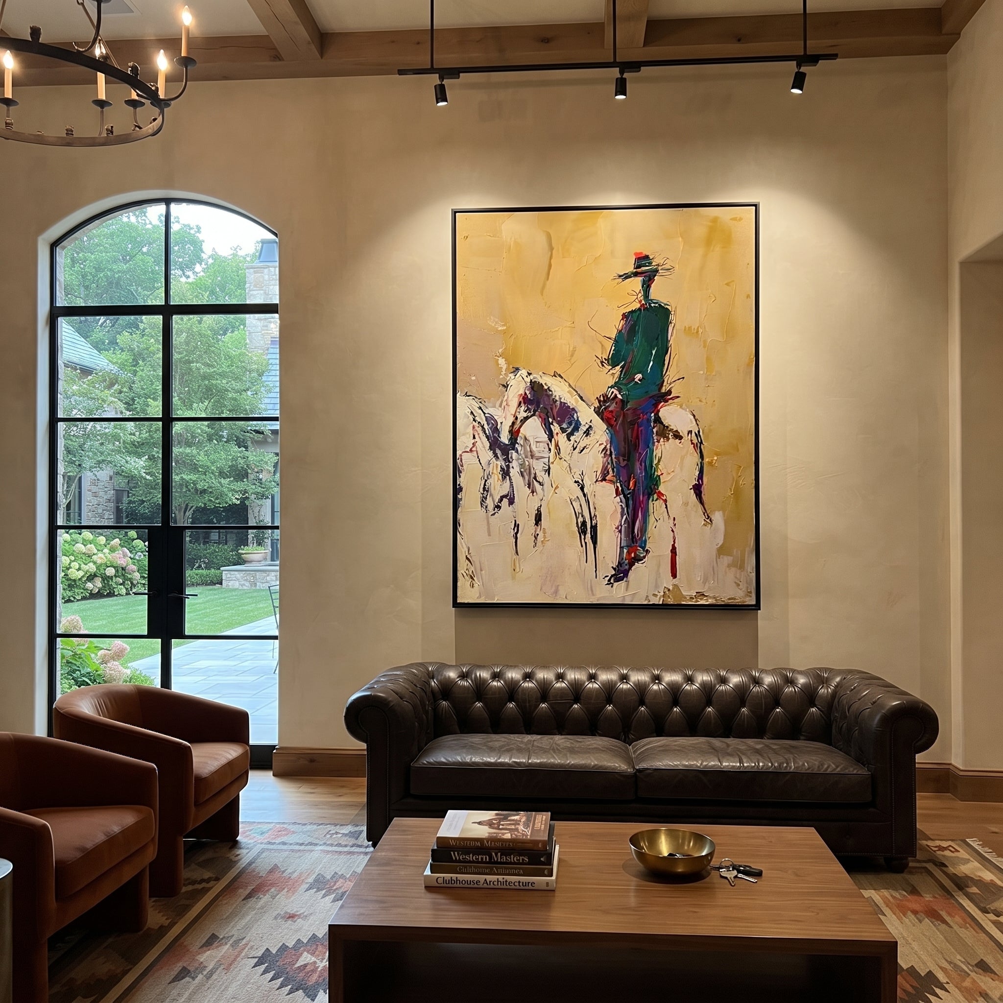 Ochre Dust Keeps Horse displayed in a collected contemporary interior