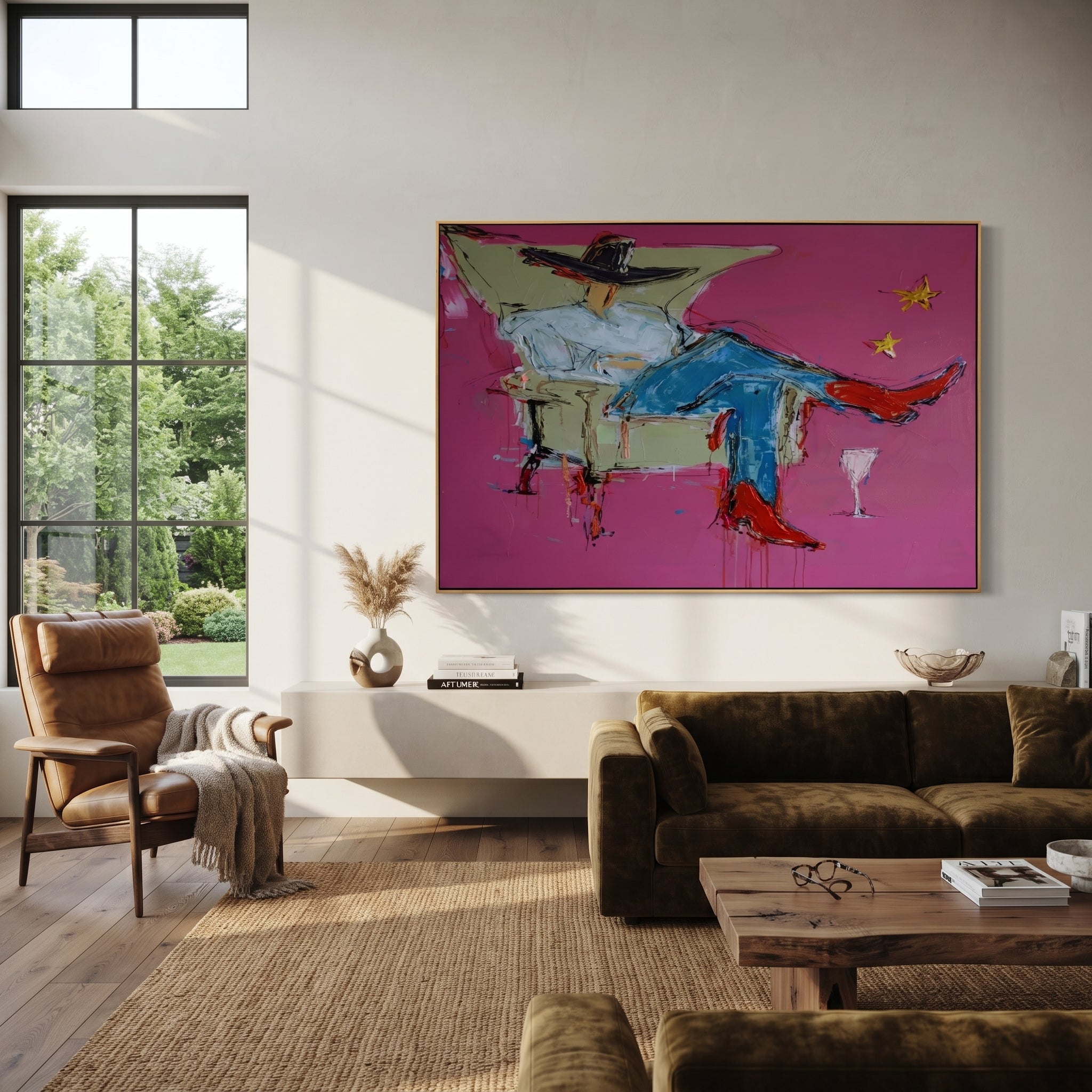 Blue Denim Rests Long displayed in a collected contemporary interior