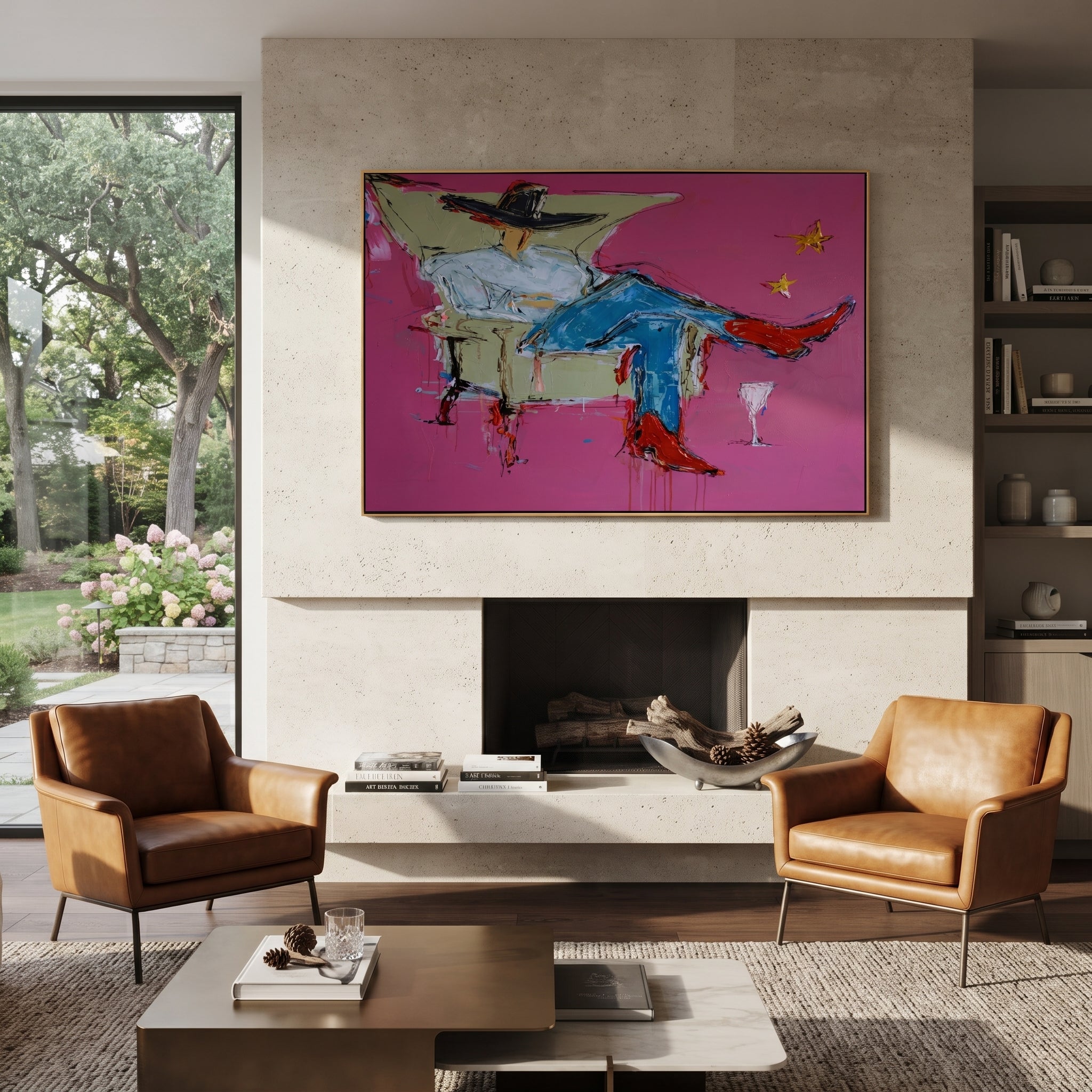 Blue Denim Rests Long presented as a colorful interior focal point