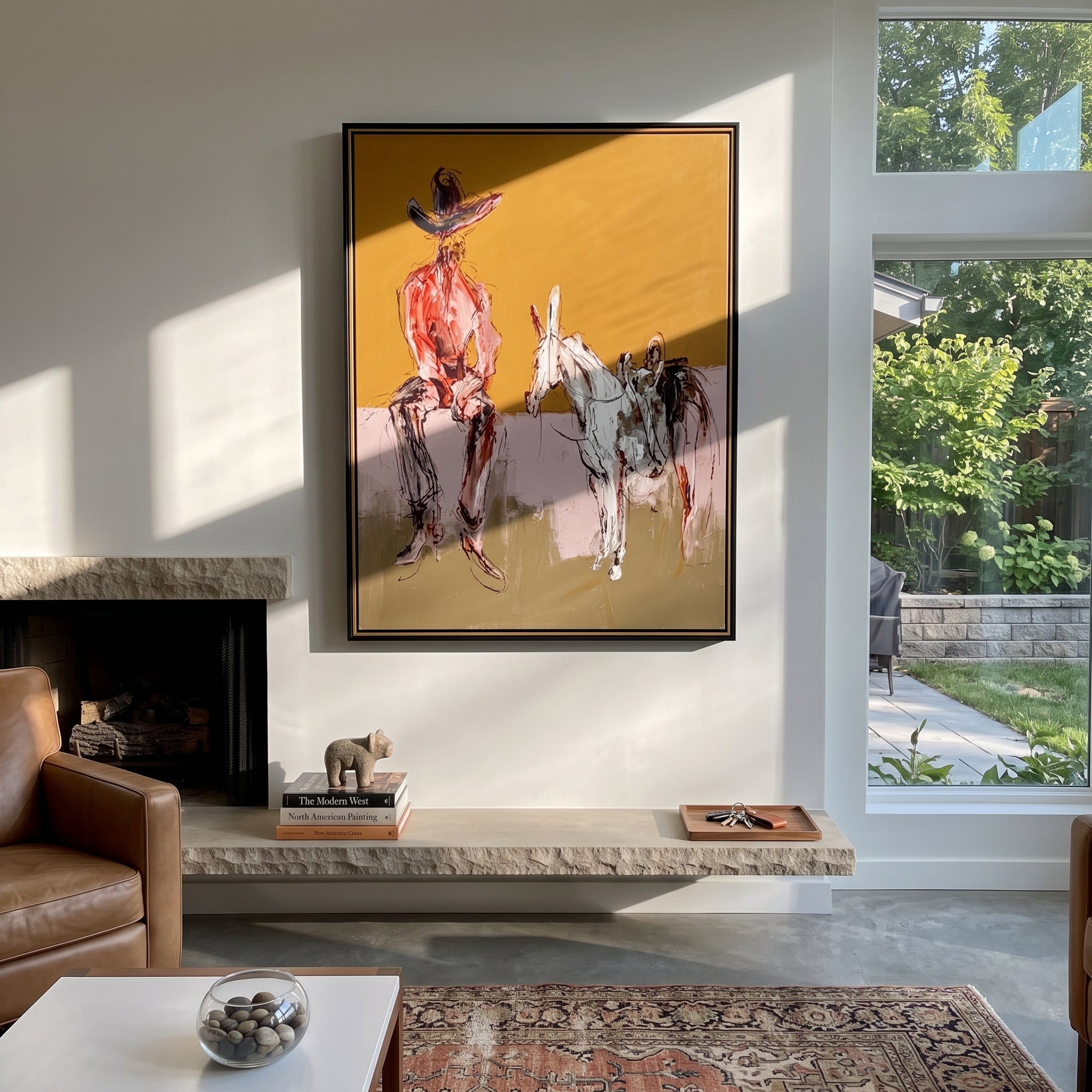 Two Horses Wait Nearby styled with warm modern furnishings