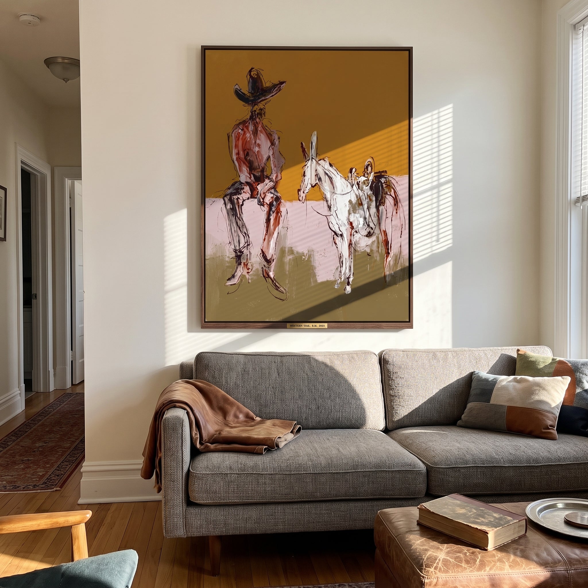 Two Horses Wait Nearby presented as a colorful interior focal point