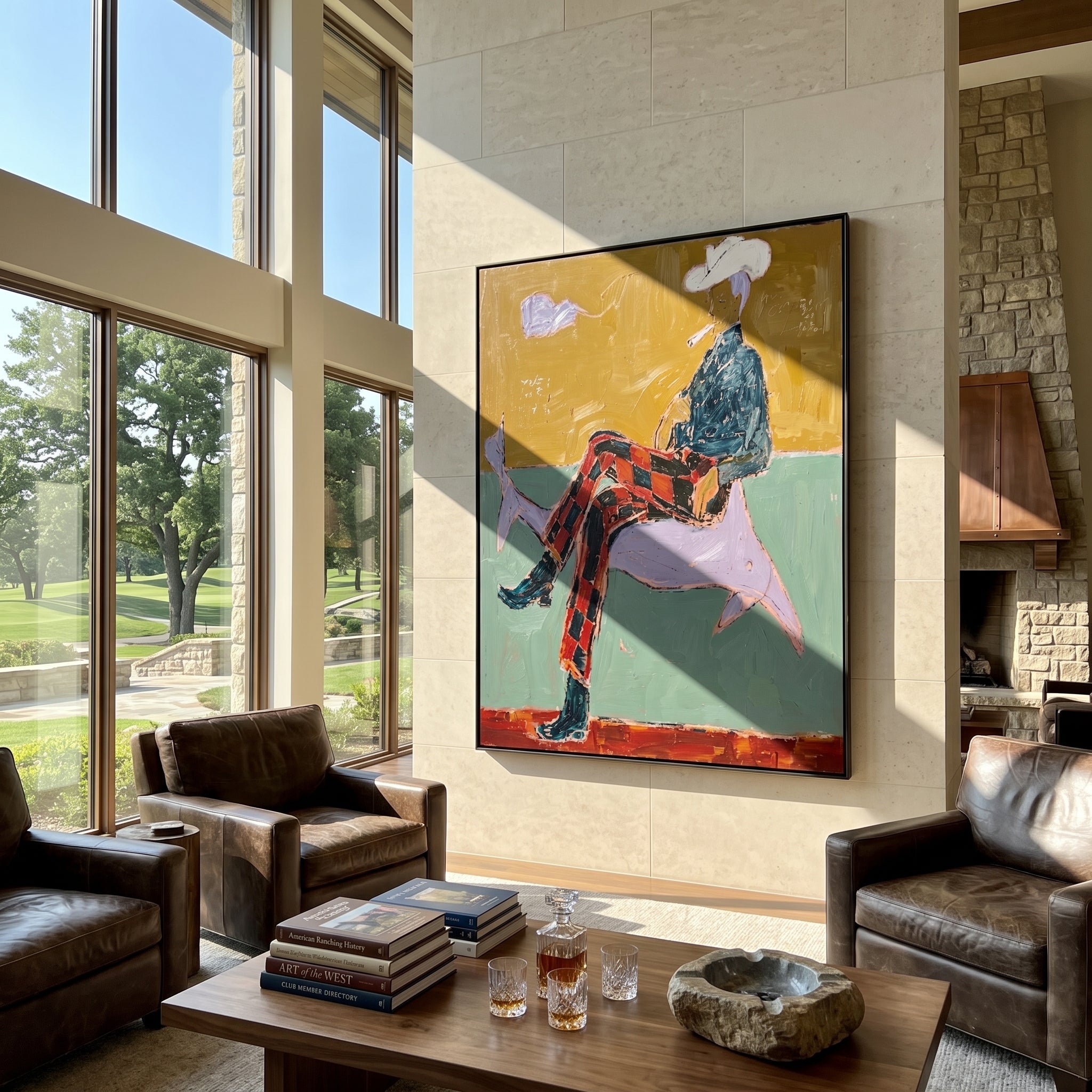 Plaid Legs Cross Silver displayed in a collected contemporary interior