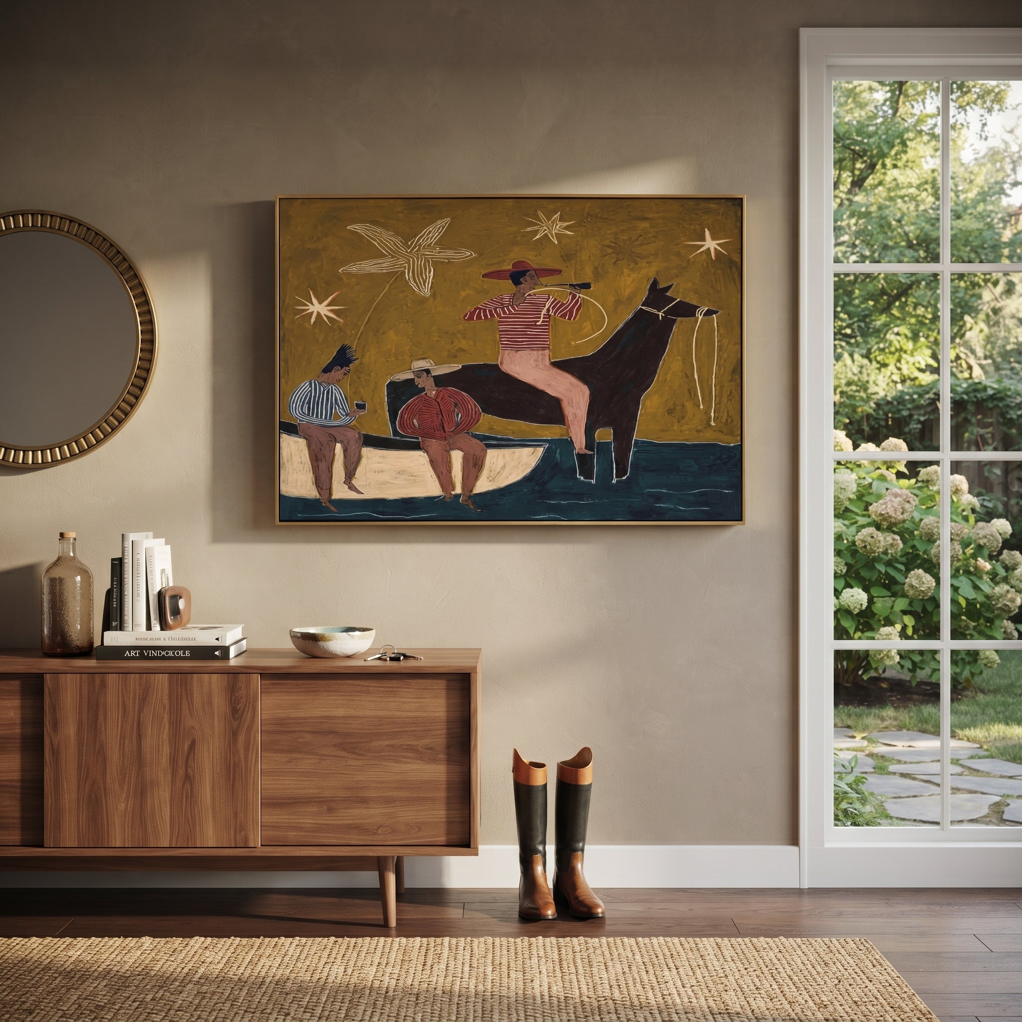 Three Cowboys Share Crossing styled with warm modern furnishings
