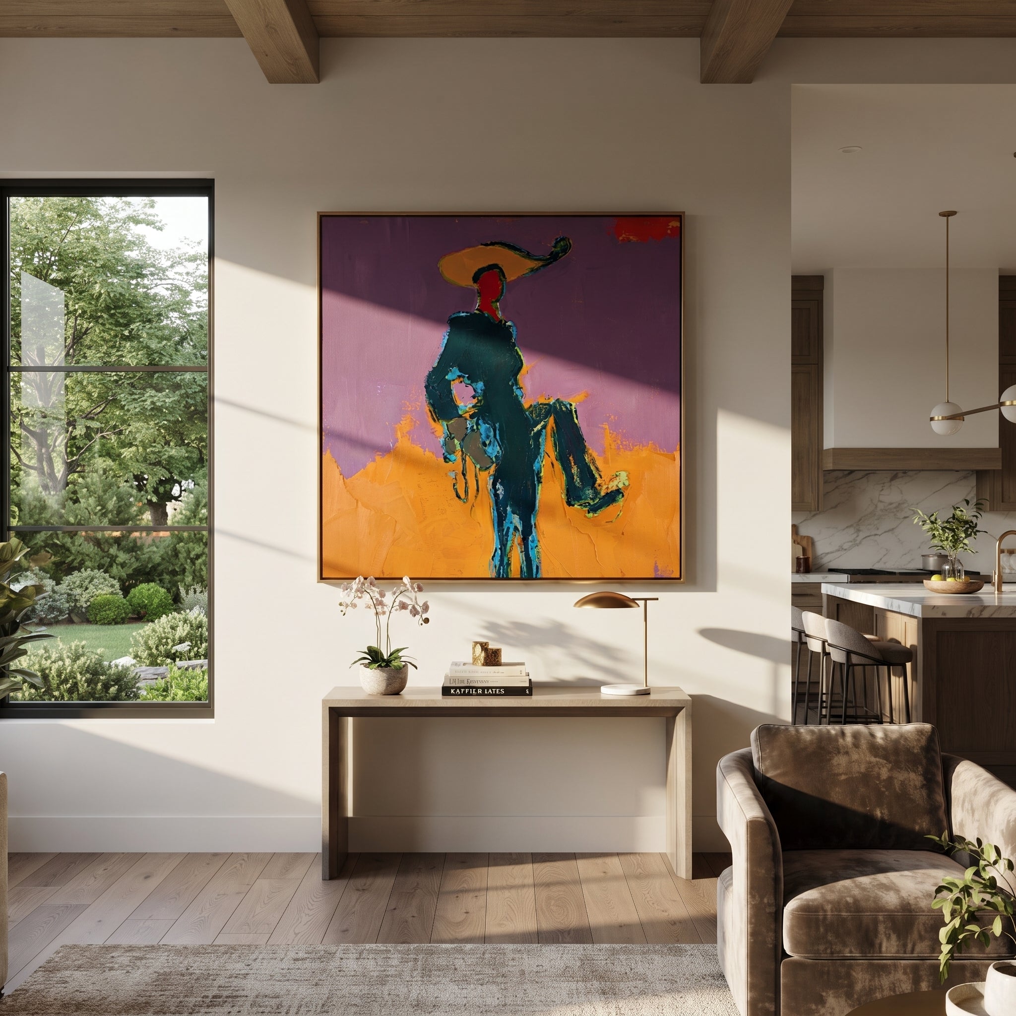Purple Sky Holds Passage displayed in a collected contemporary interior