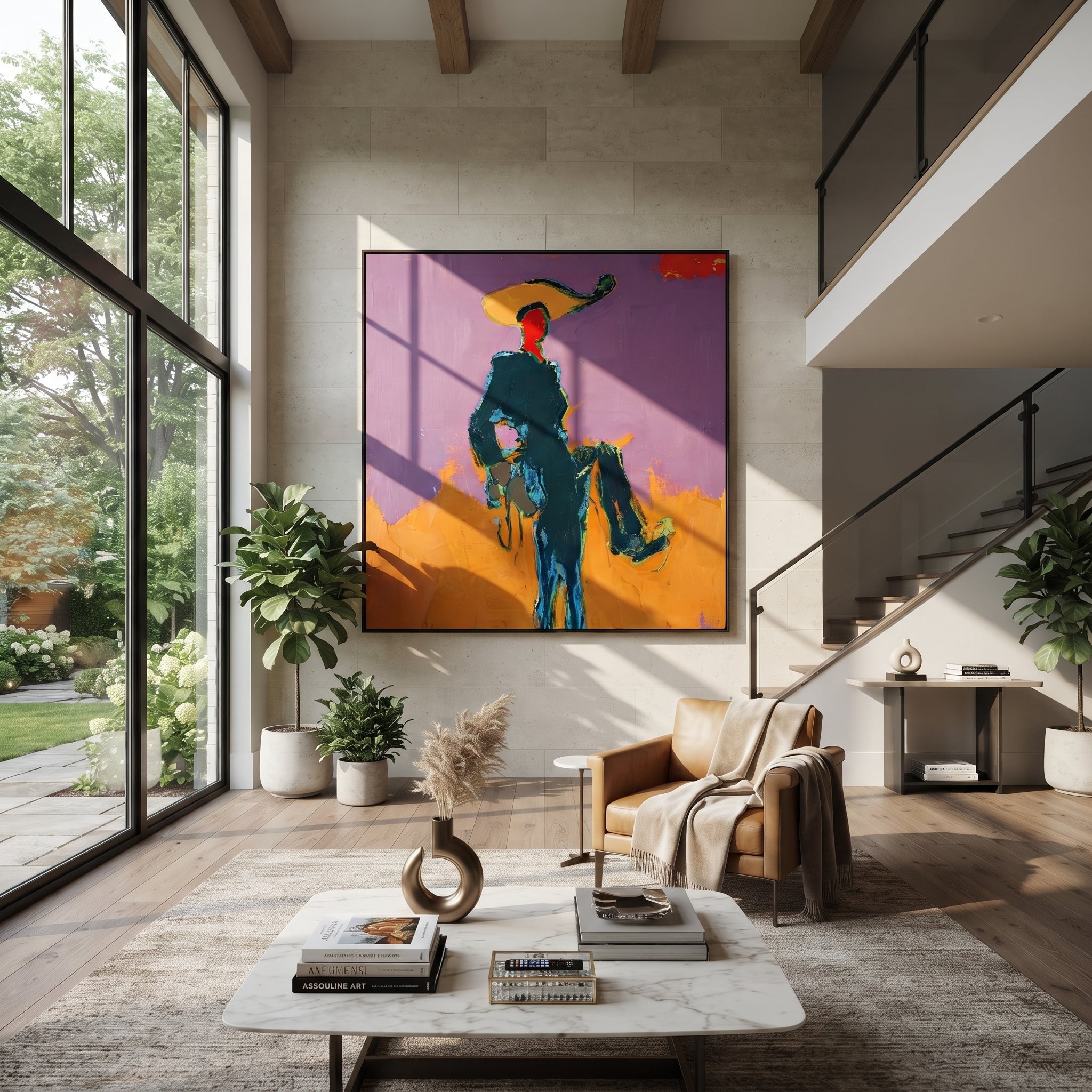 Purple Sky Holds Passage presented as a colorful interior focal point