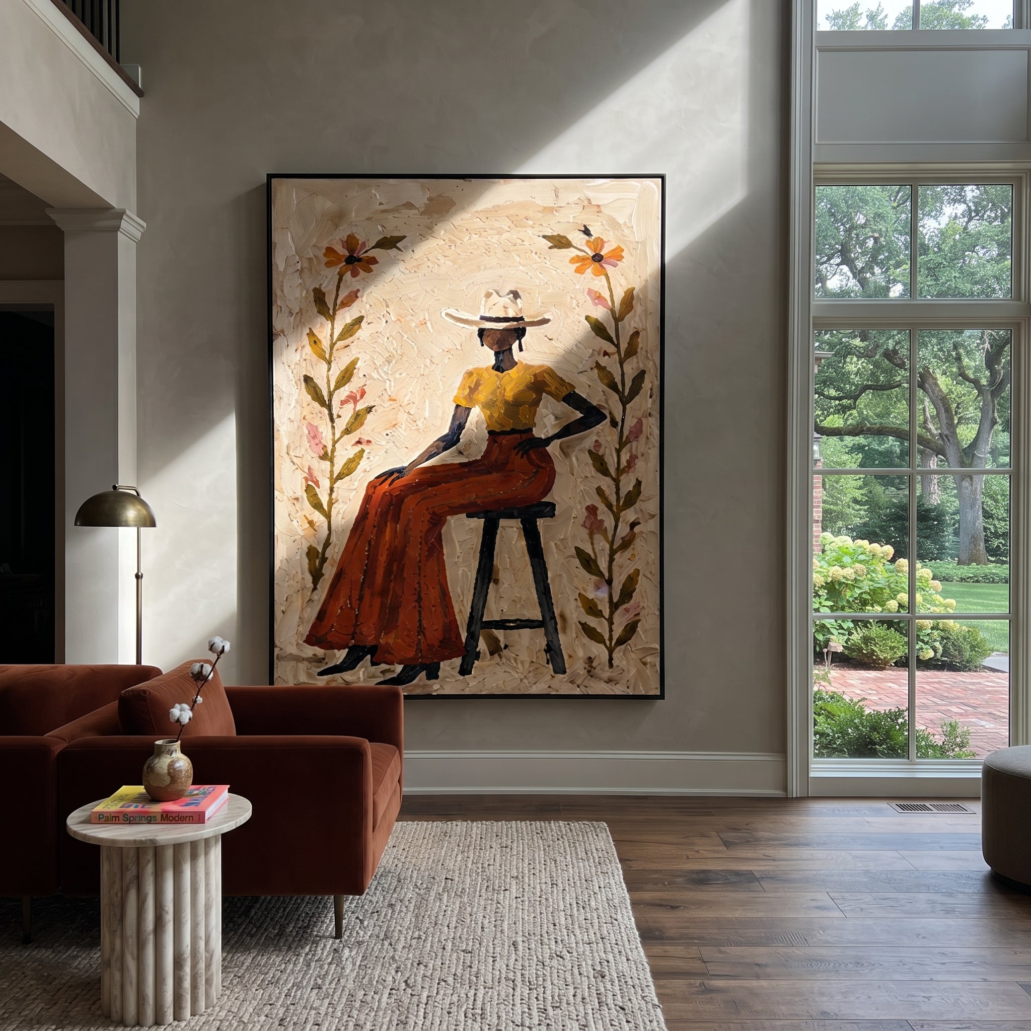 Flowers Guard Terra Skirt styled with warm modern furnishings