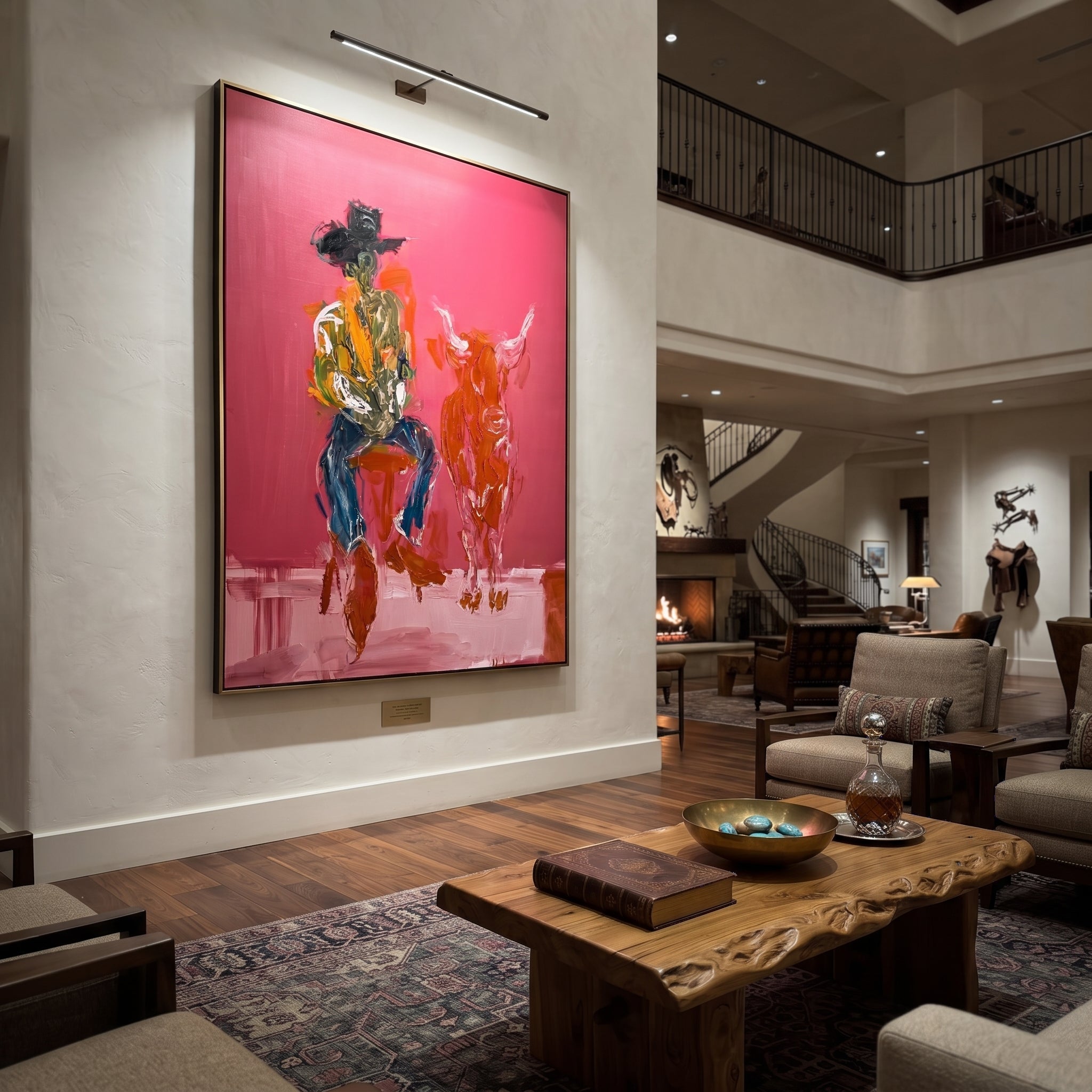 Red Calf Waits Quietly styled with wood, linen, and modern decor