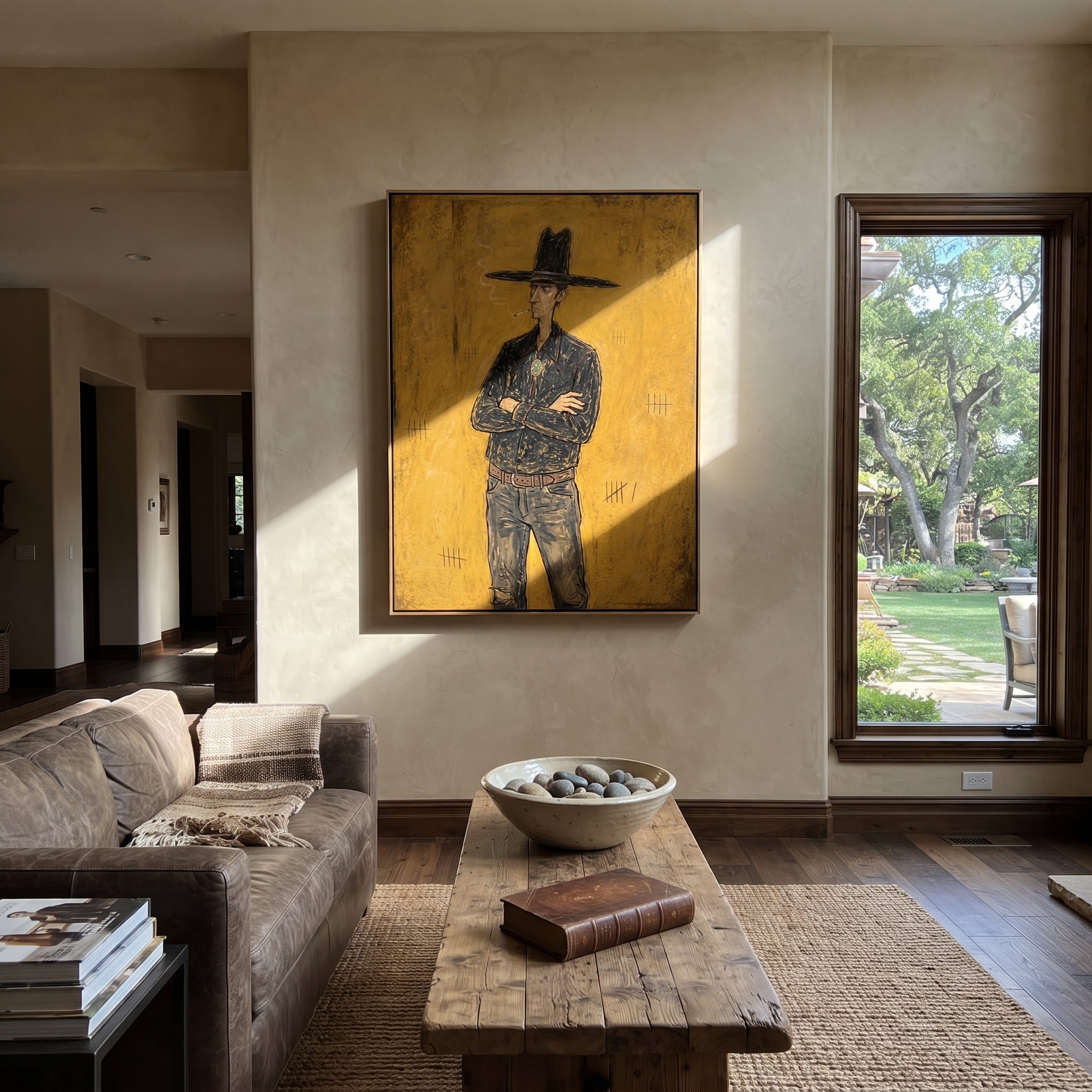 Black Hat Counts Time displayed in a collected contemporary interior