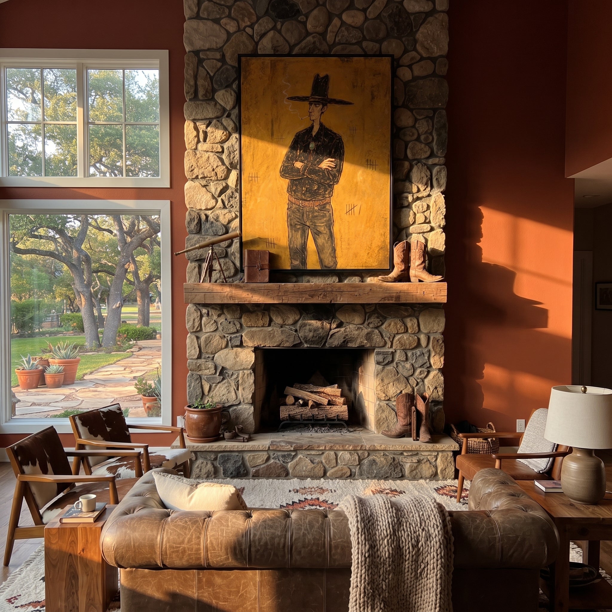 Black Hat Counts Time displayed in a layered residential setting