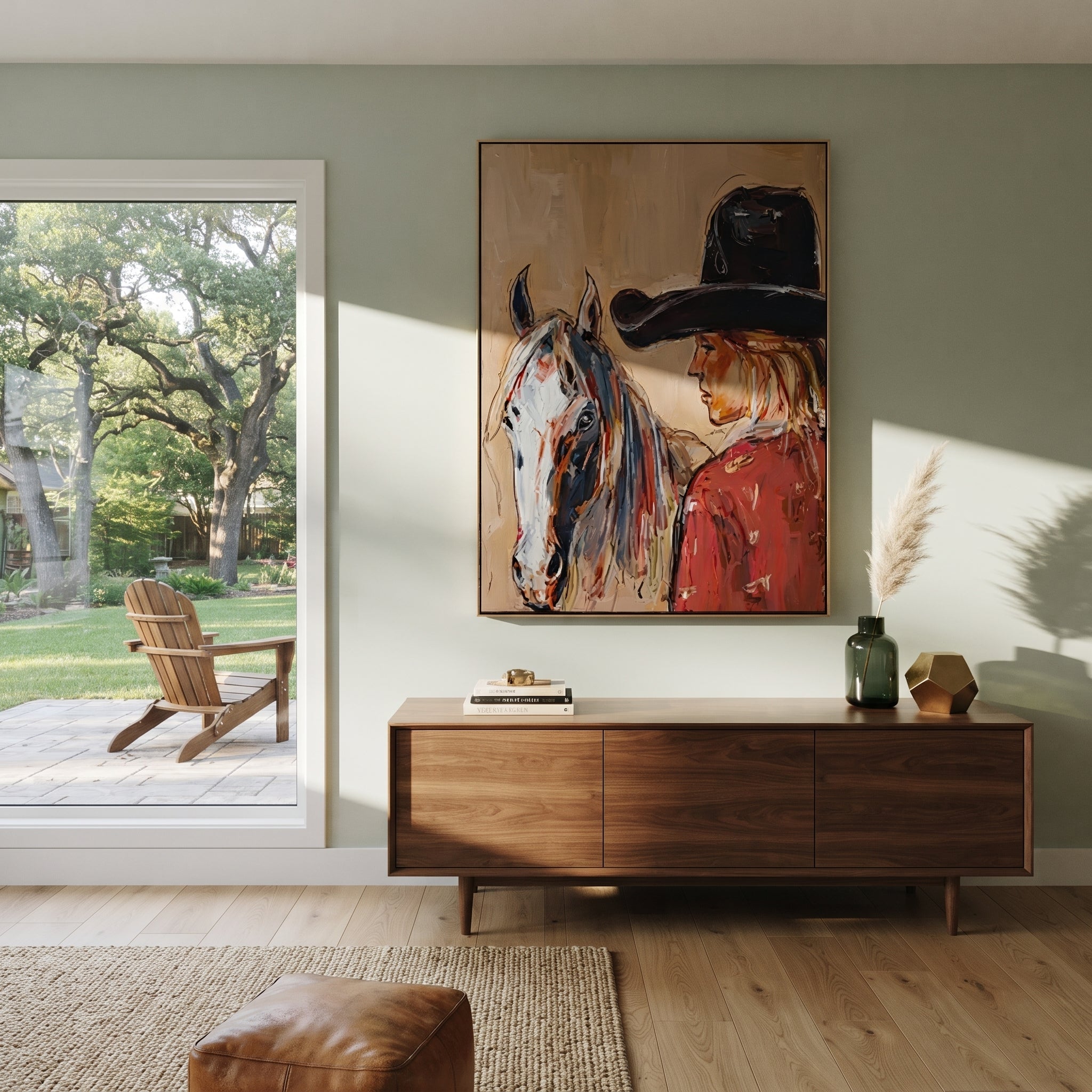Gray Horse Shares Breath presented as a colorful interior focal point