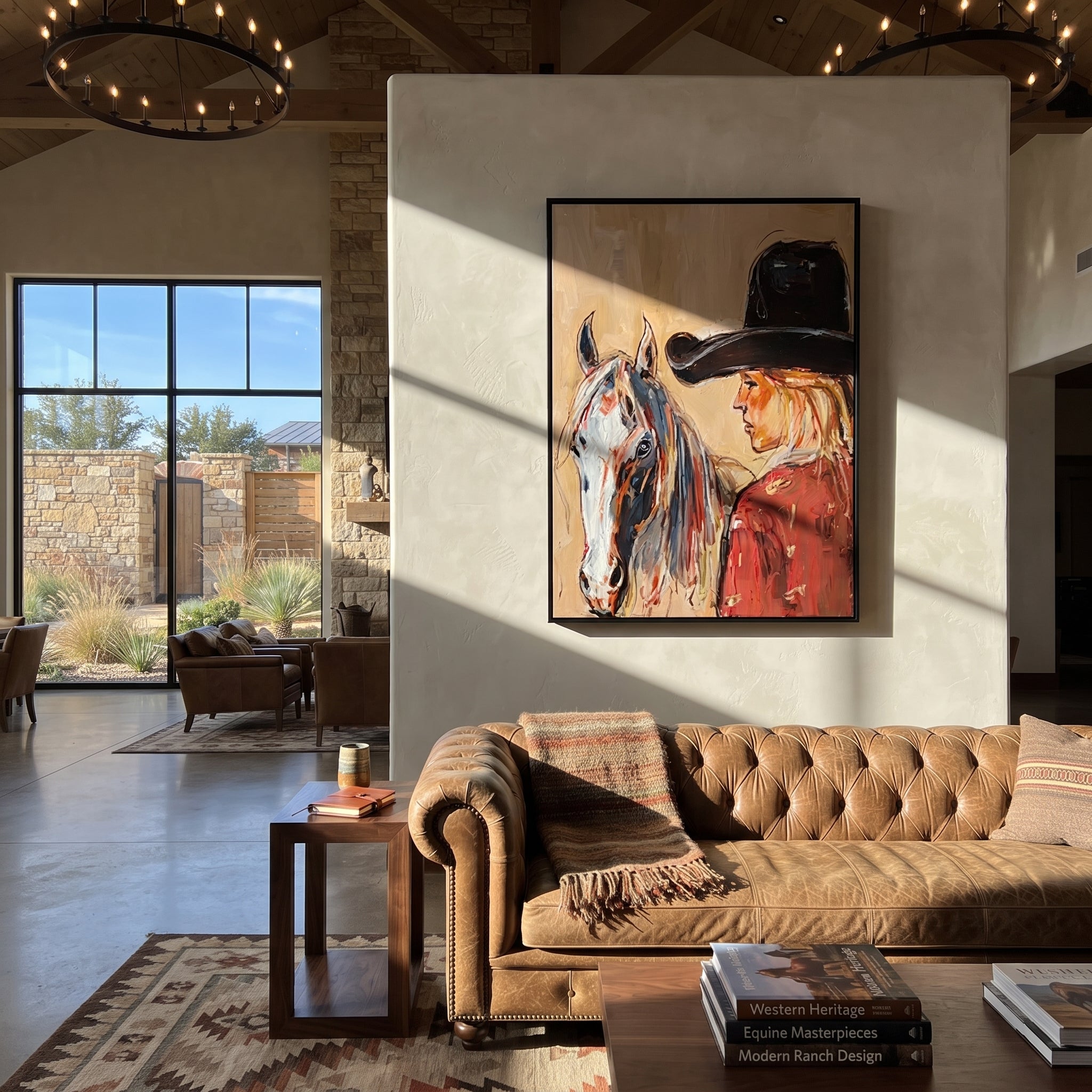 Gray Horse Shares Breath displayed in a layered residential setting