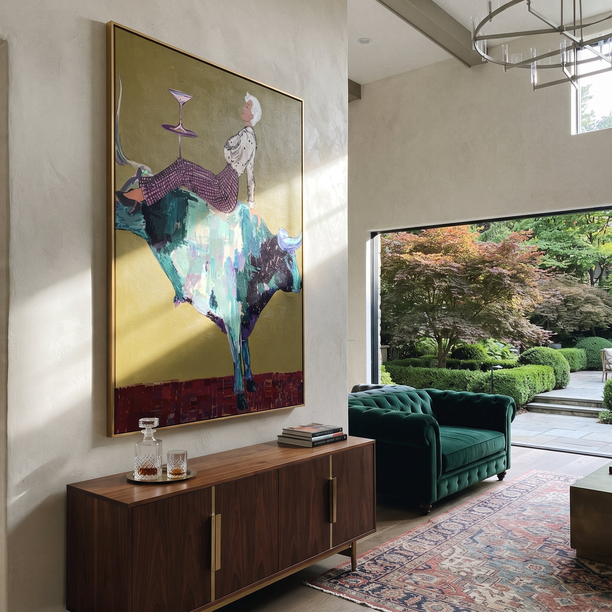 Teal Horns Carry Supper styled with warm modern furnishings
