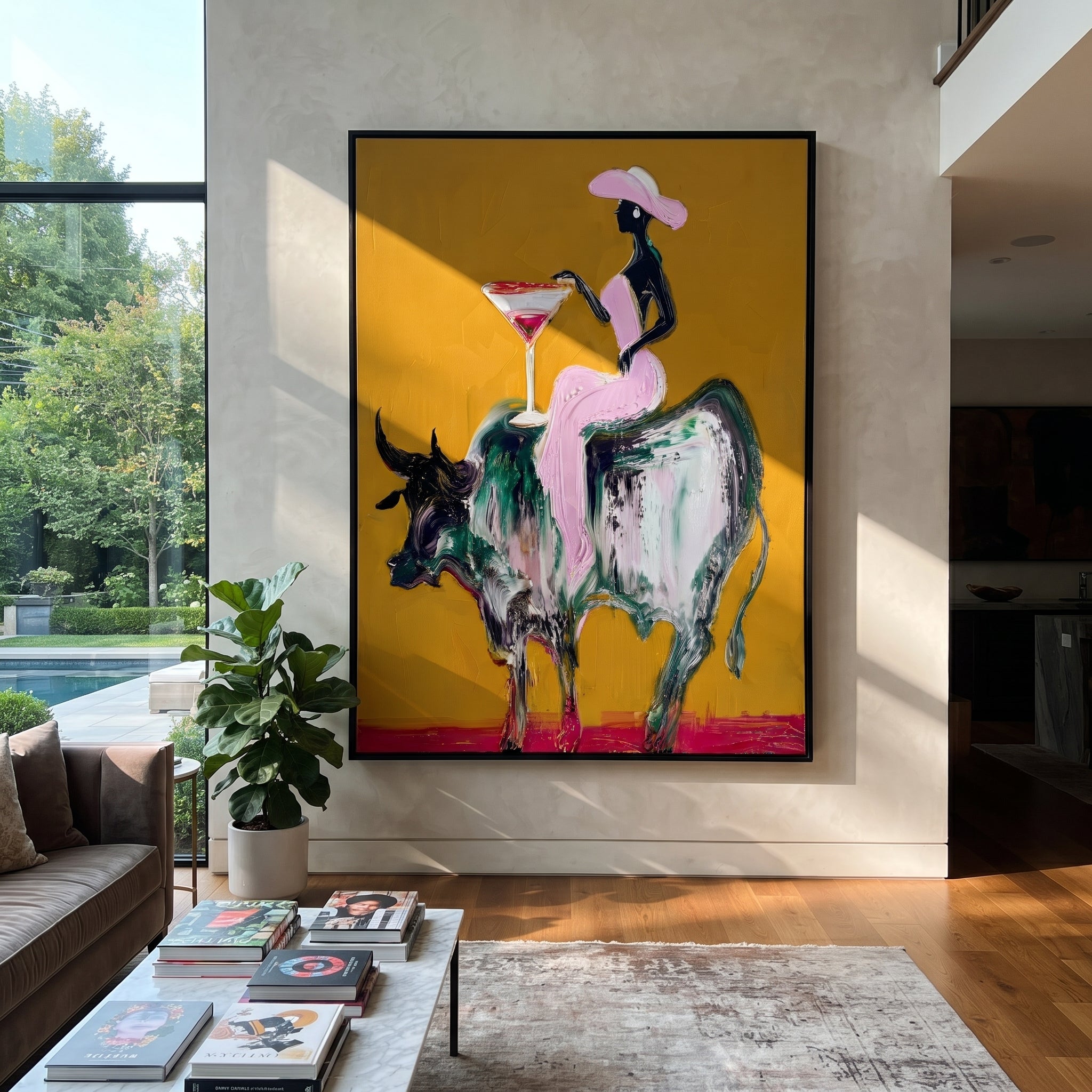 Golden Ground Raises Toast styled with warm modern furnishings