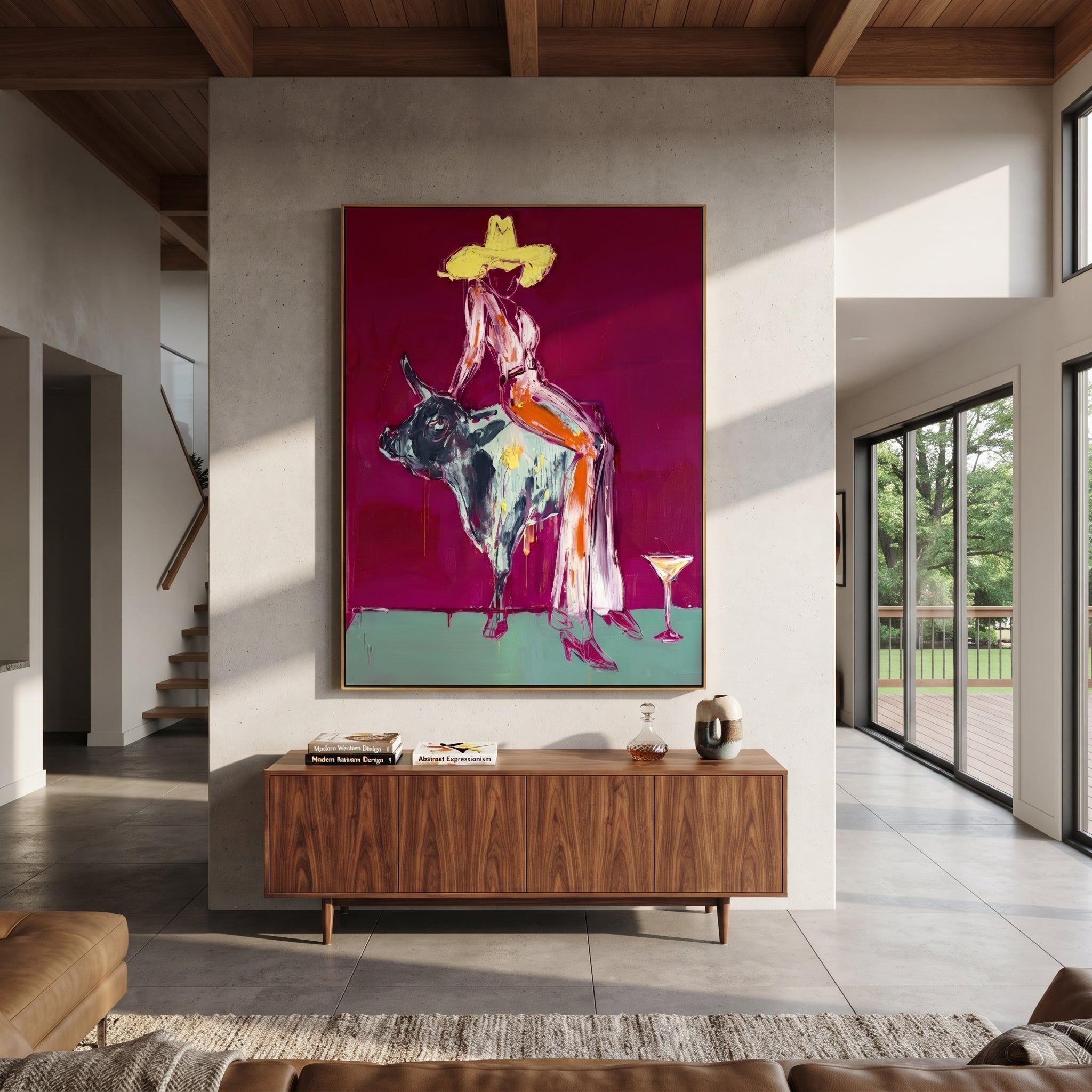 Pale Dress Crosses Burgundy displayed in a collected contemporary interior