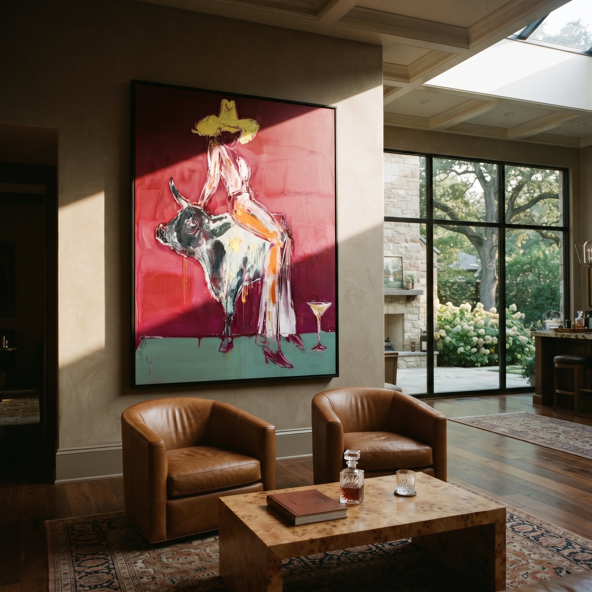 Pale Dress Crosses Burgundy styled with warm modern furnishings