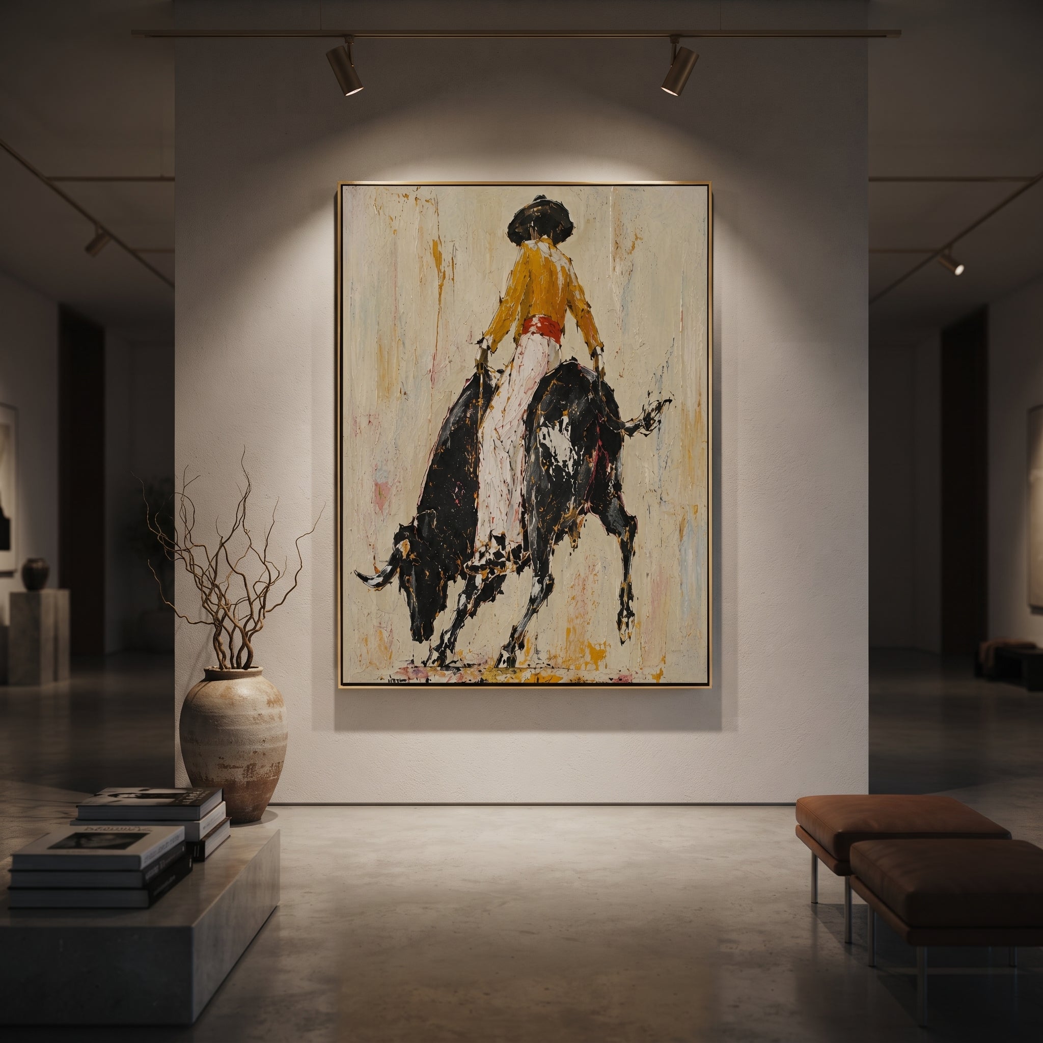 Black Bull Breaks Ivory styled with wood, linen, and modern decor