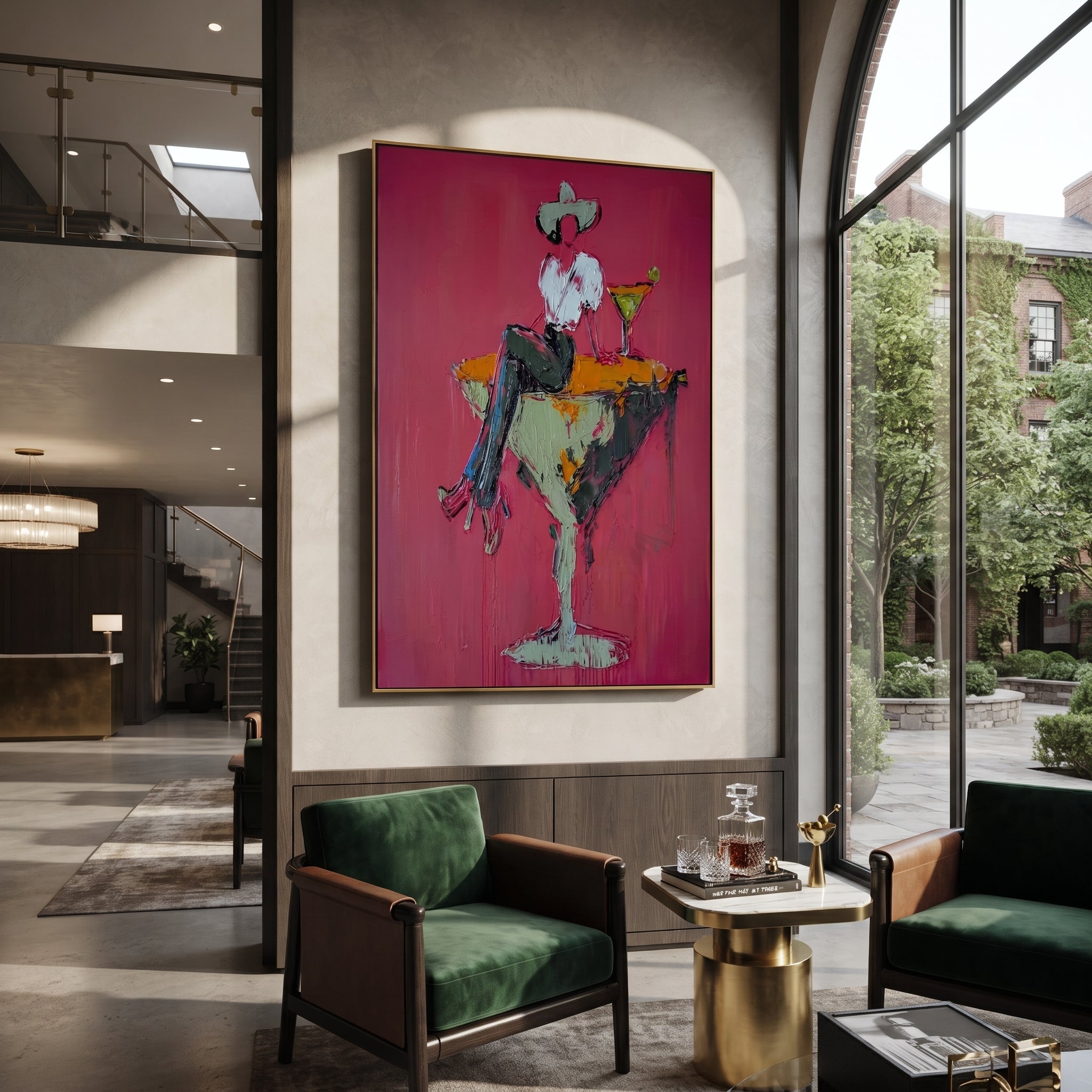 Mint Glass Holds Midnight styled with warm modern furnishings