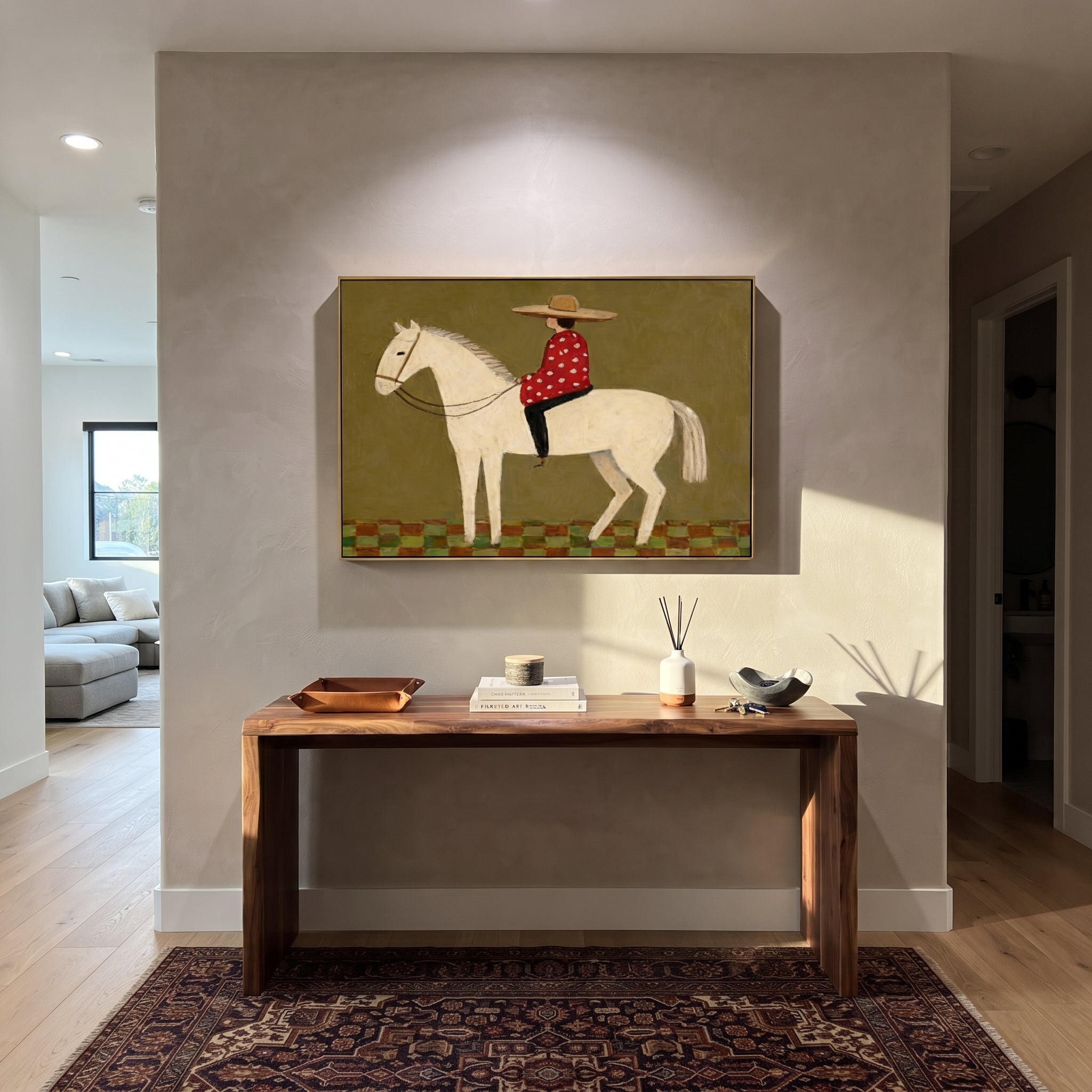 Red Dots Ride Ivory styled with warm modern furnishings