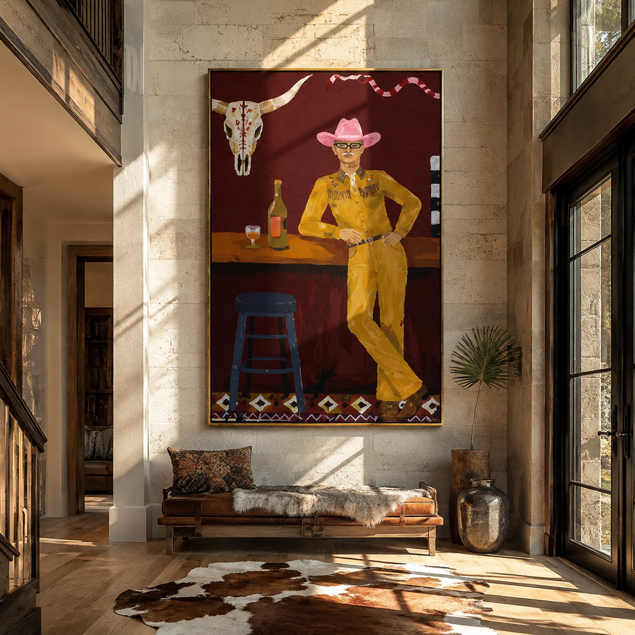 Yellow Suit Waits Bar presented as a colorful interior focal point