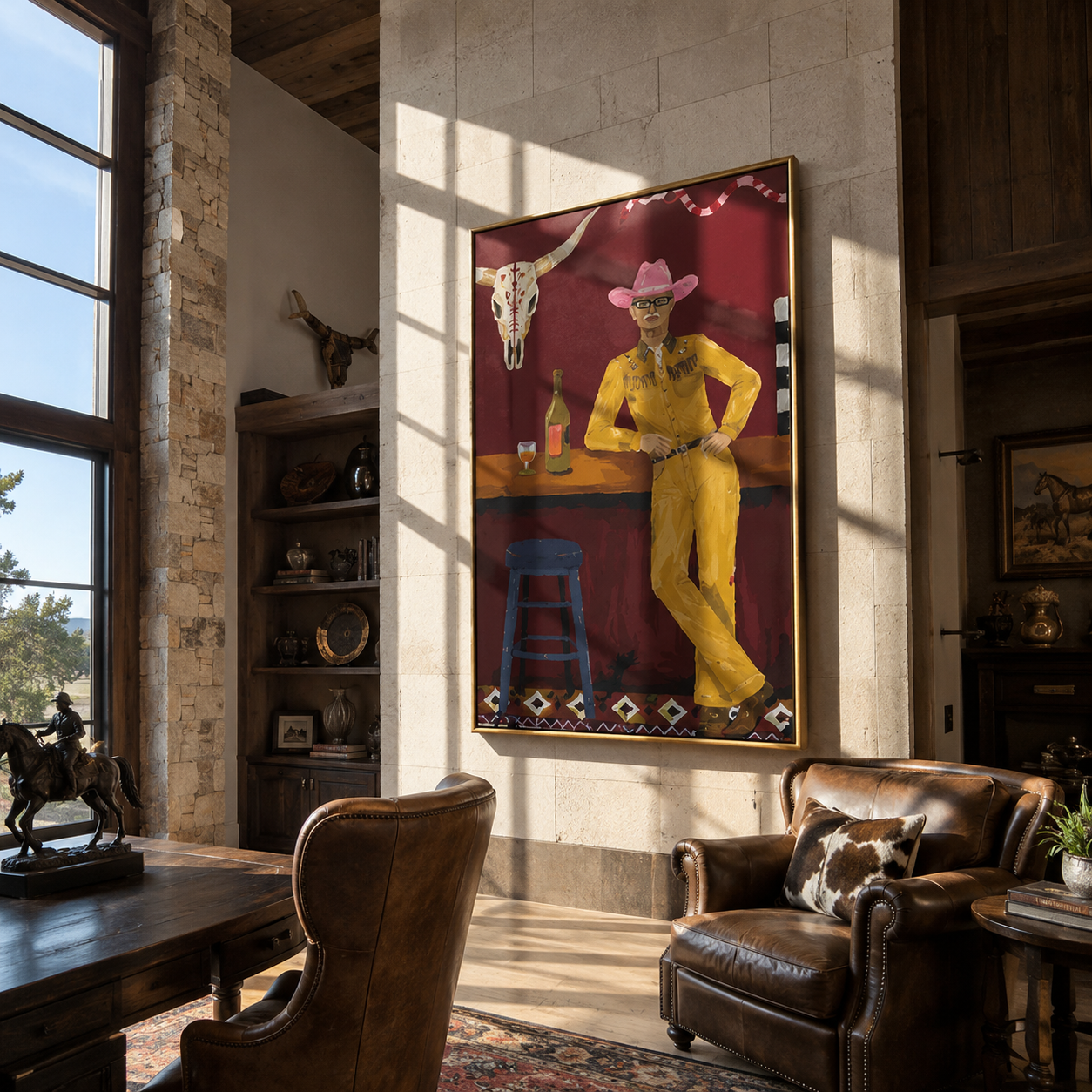 Yellow Suit Waits Bar displayed in a layered residential setting