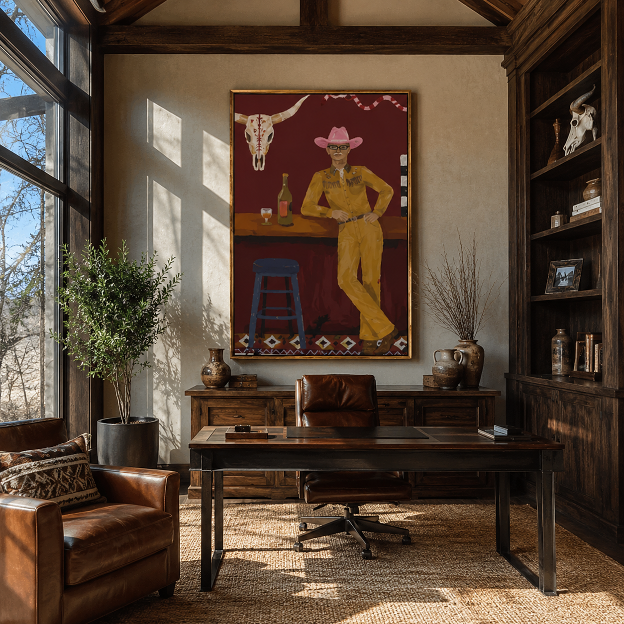 Yellow Suit Waits Bar styled with wood, linen, and modern decor