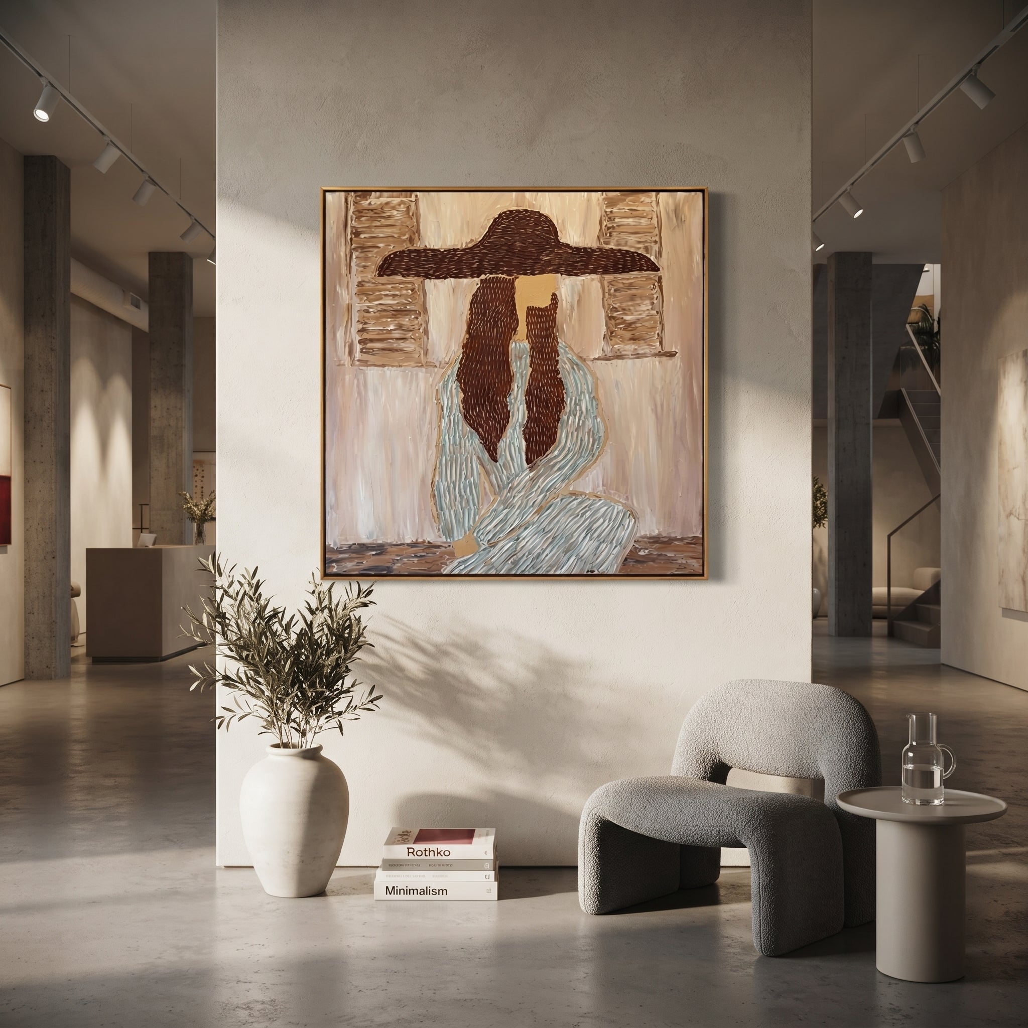 Braided Silence Waits Indoors displayed in a layered residential setting