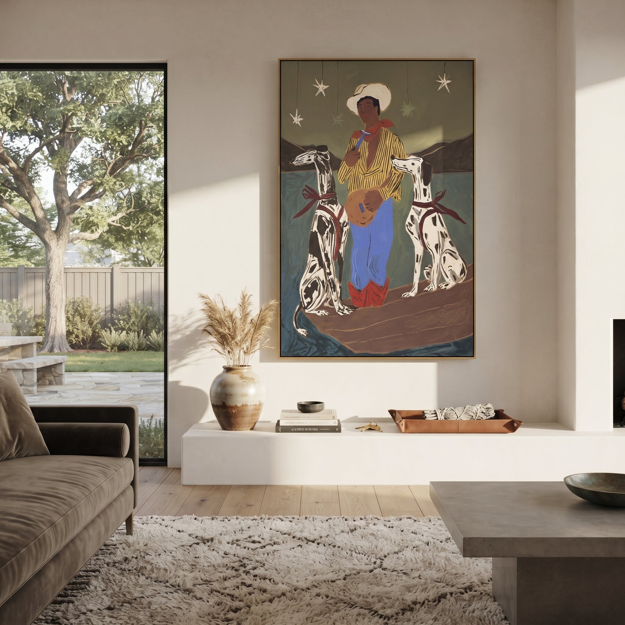 Two Hounds Guard Starlight displayed in a collected contemporary interior