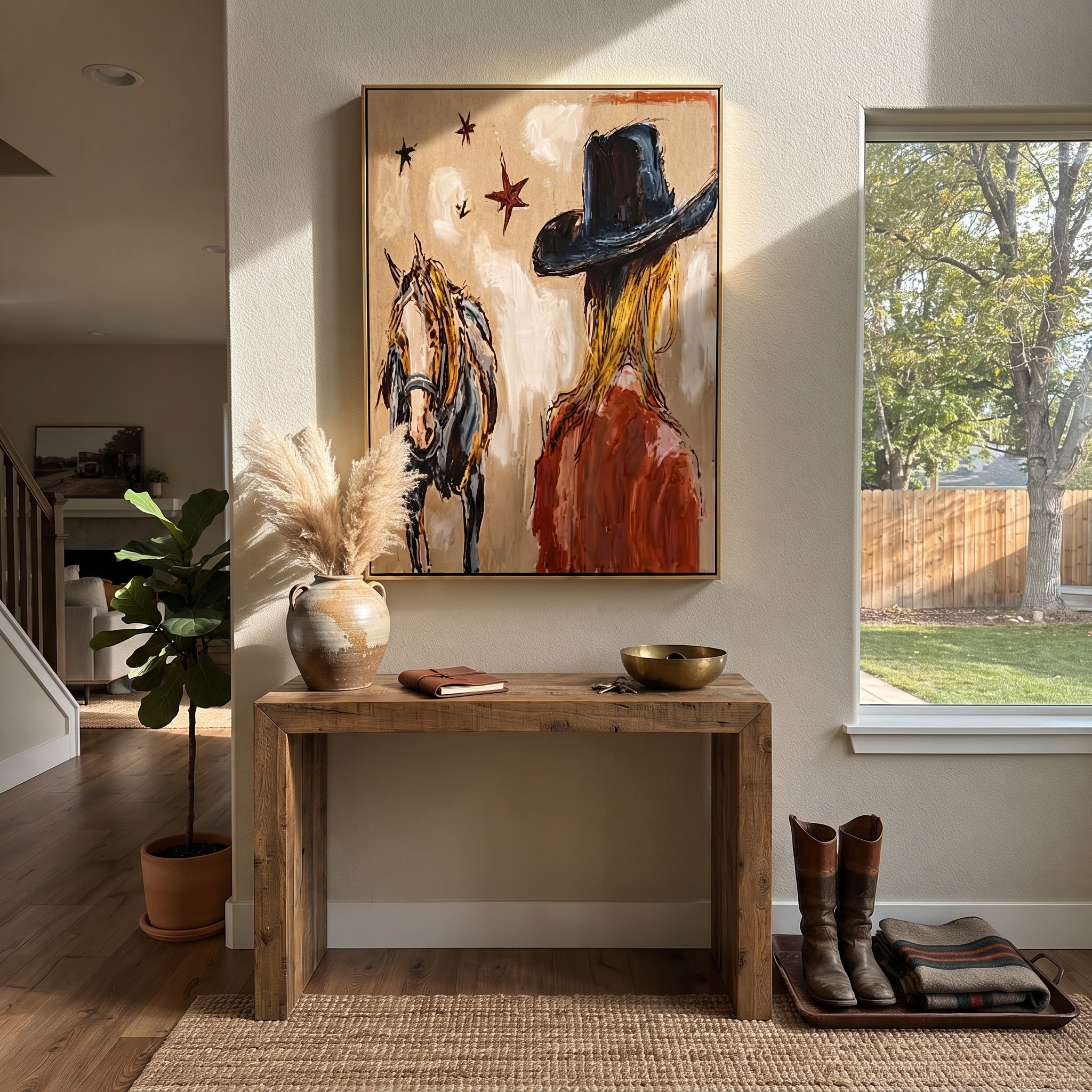 Black Brim Shelters Trust displayed in a collected contemporary interior