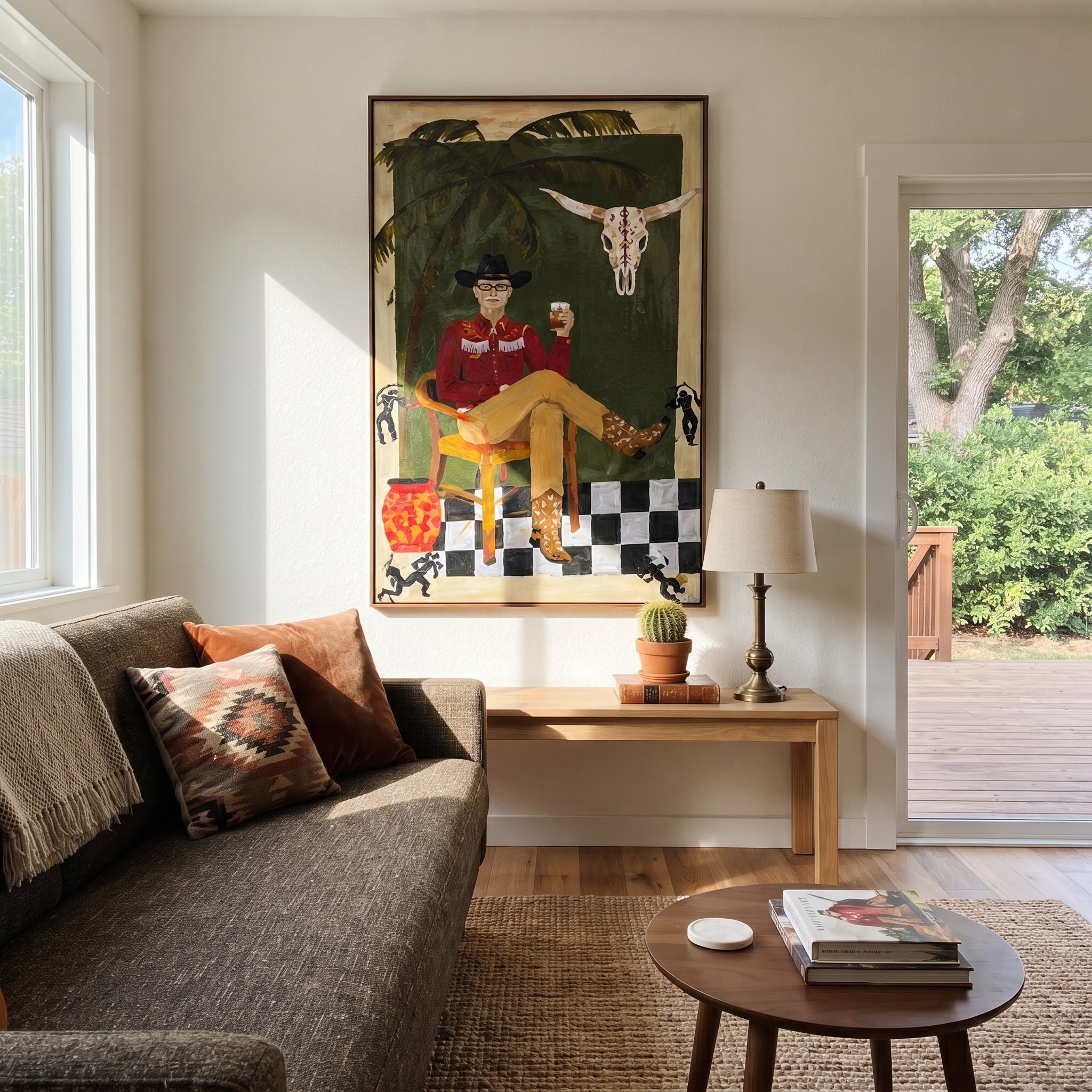 Palm Shade Frames Music presented as a colorful interior focal point