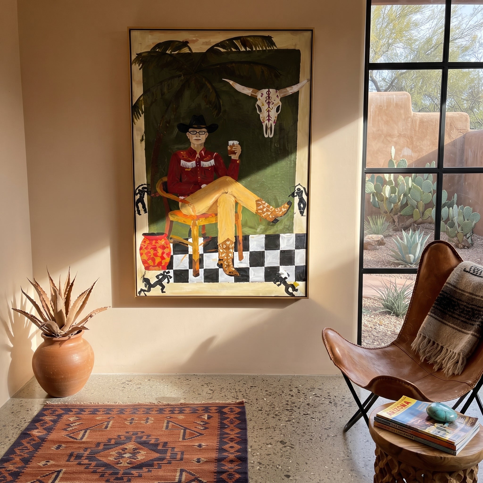 Palm Shade Frames Music styled with wood, linen, and modern decor