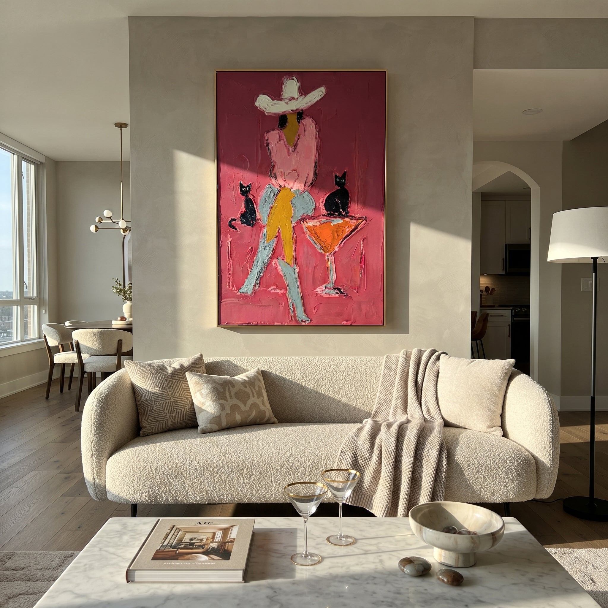 Two Cats Guard Cocktails displayed in a layered residential setting