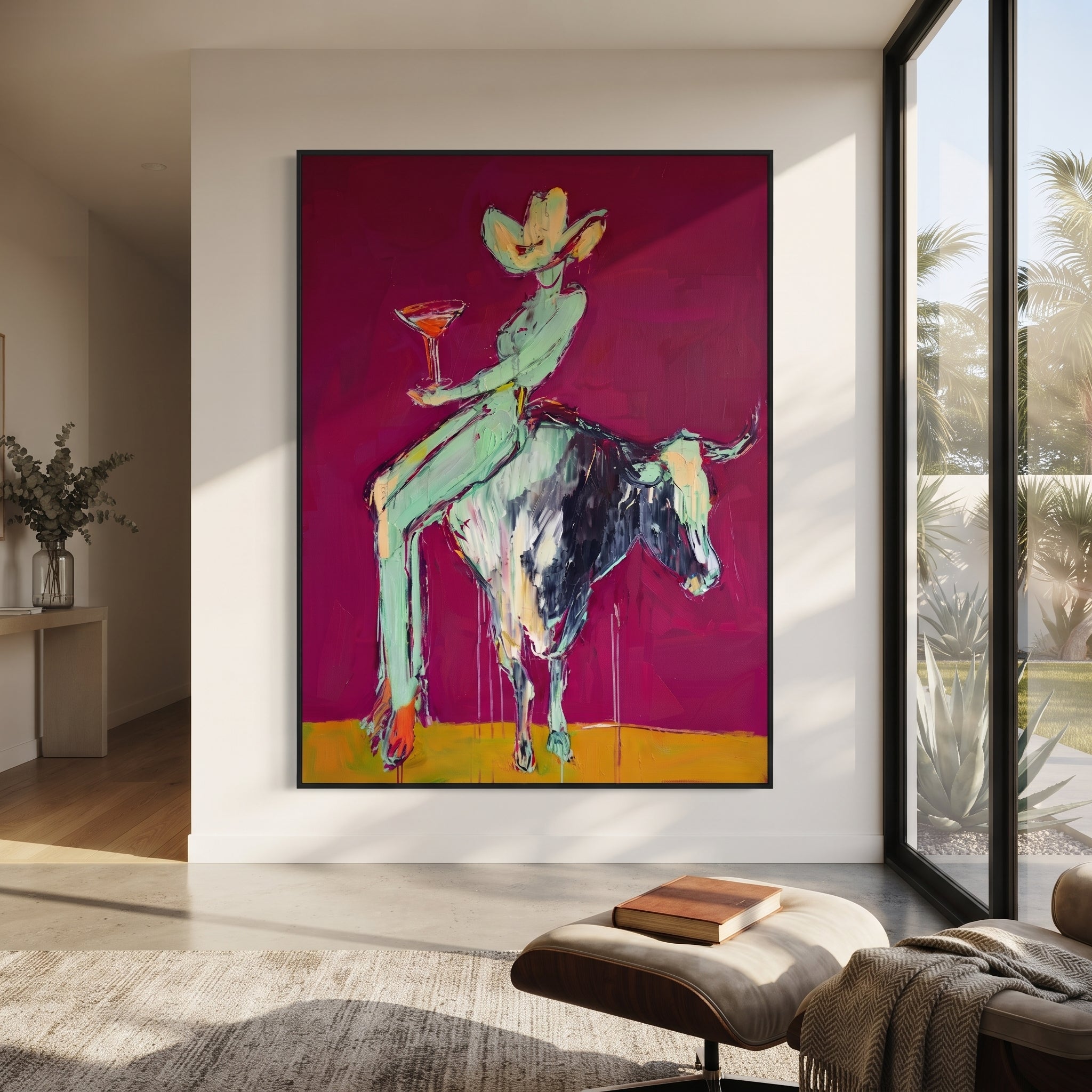 Purple Horns Bear Mint displayed in a collected contemporary interior
