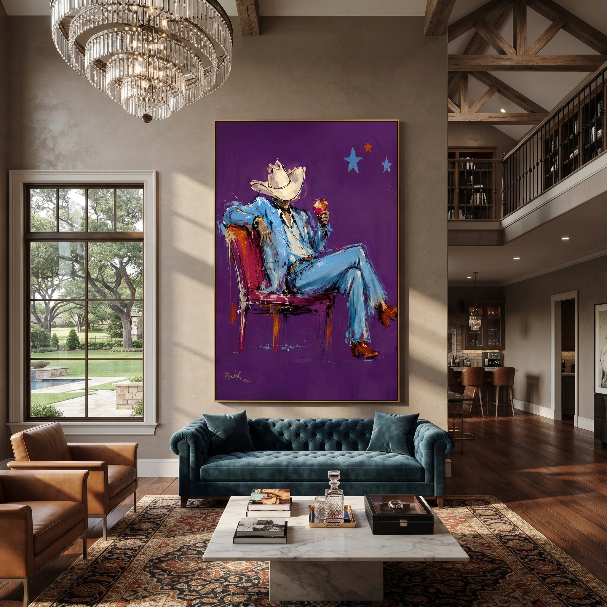 Purple Chair Holds Blue displayed in a collected contemporary interior