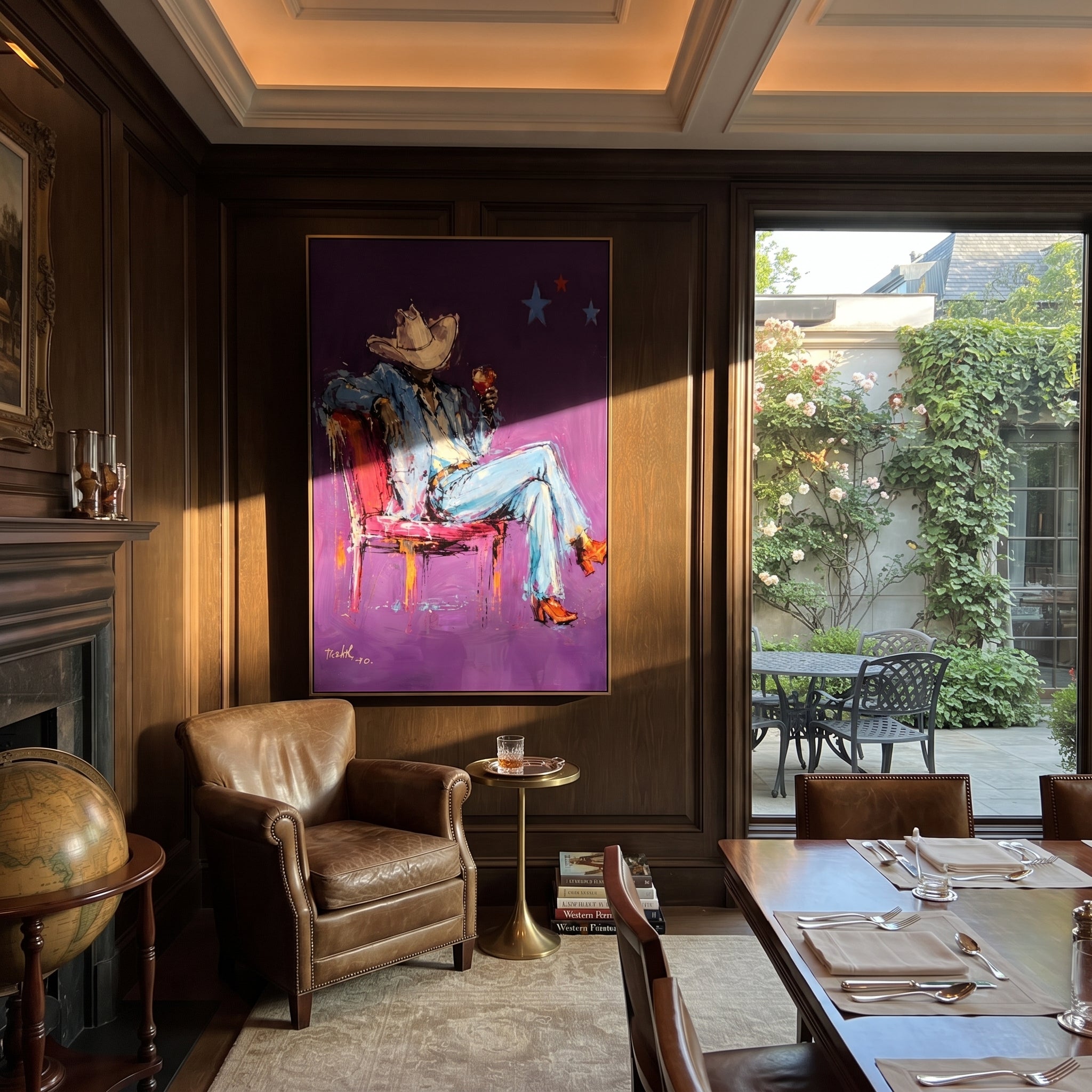 Purple Chair Holds Blue displayed in a layered residential setting