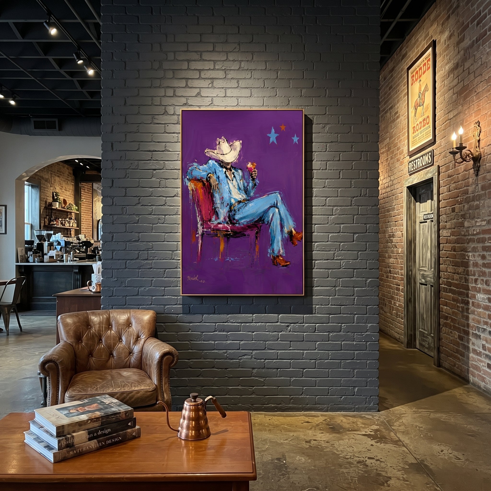 Purple Chair Holds Blue styled with wood, linen, and modern decor