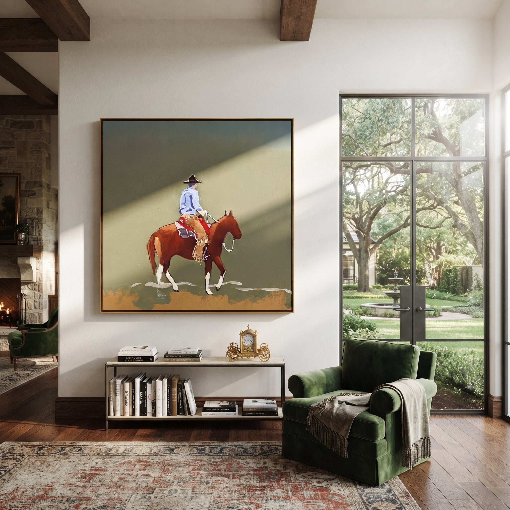 Chestnut Steps Cross Olive styled with warm modern furnishings