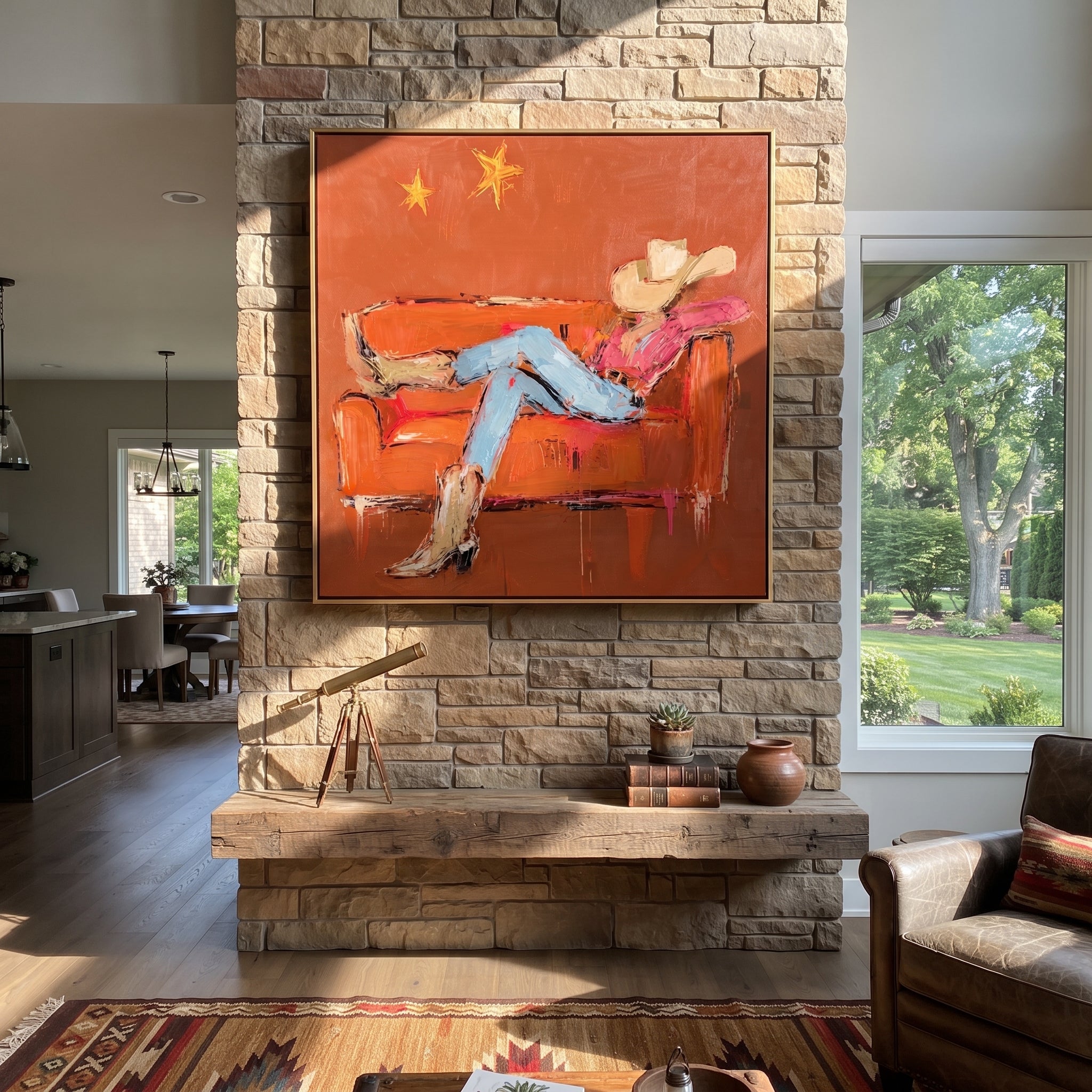 Rust Sofa Holds Distance displayed in a collected contemporary interior