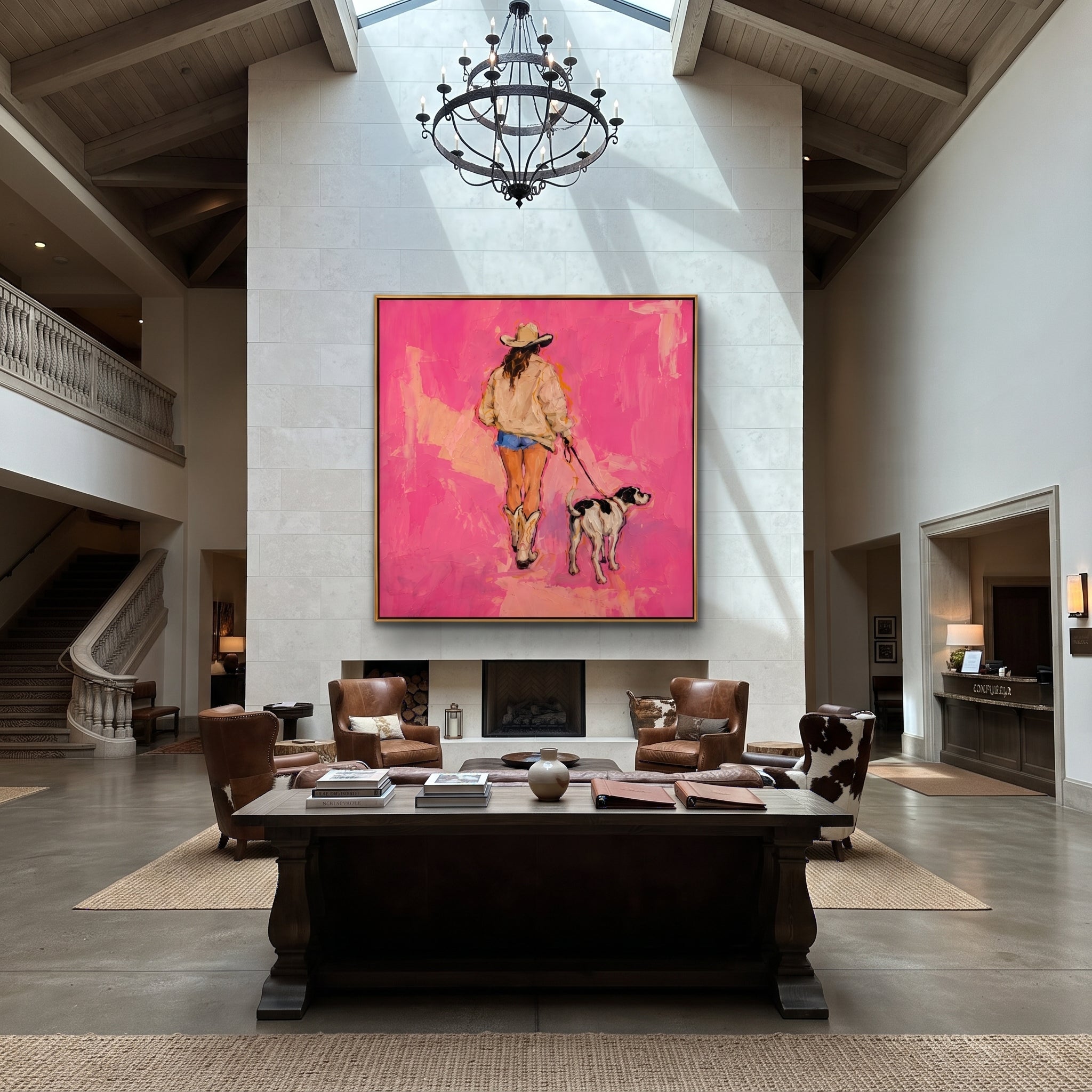 Pink Road Walks Together displayed in a layered residential setting