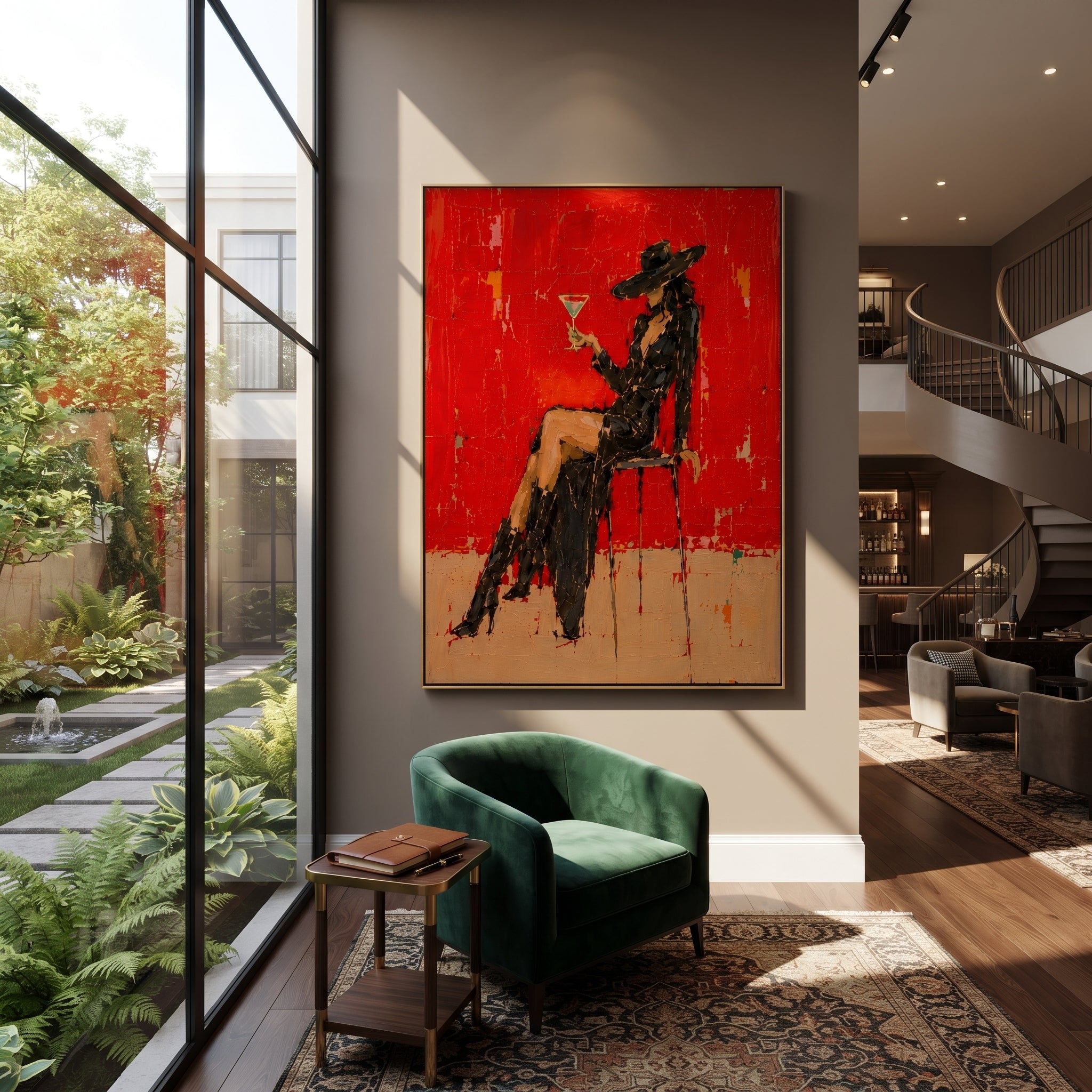 Black Lace Raises Glass styled with warm modern furnishings