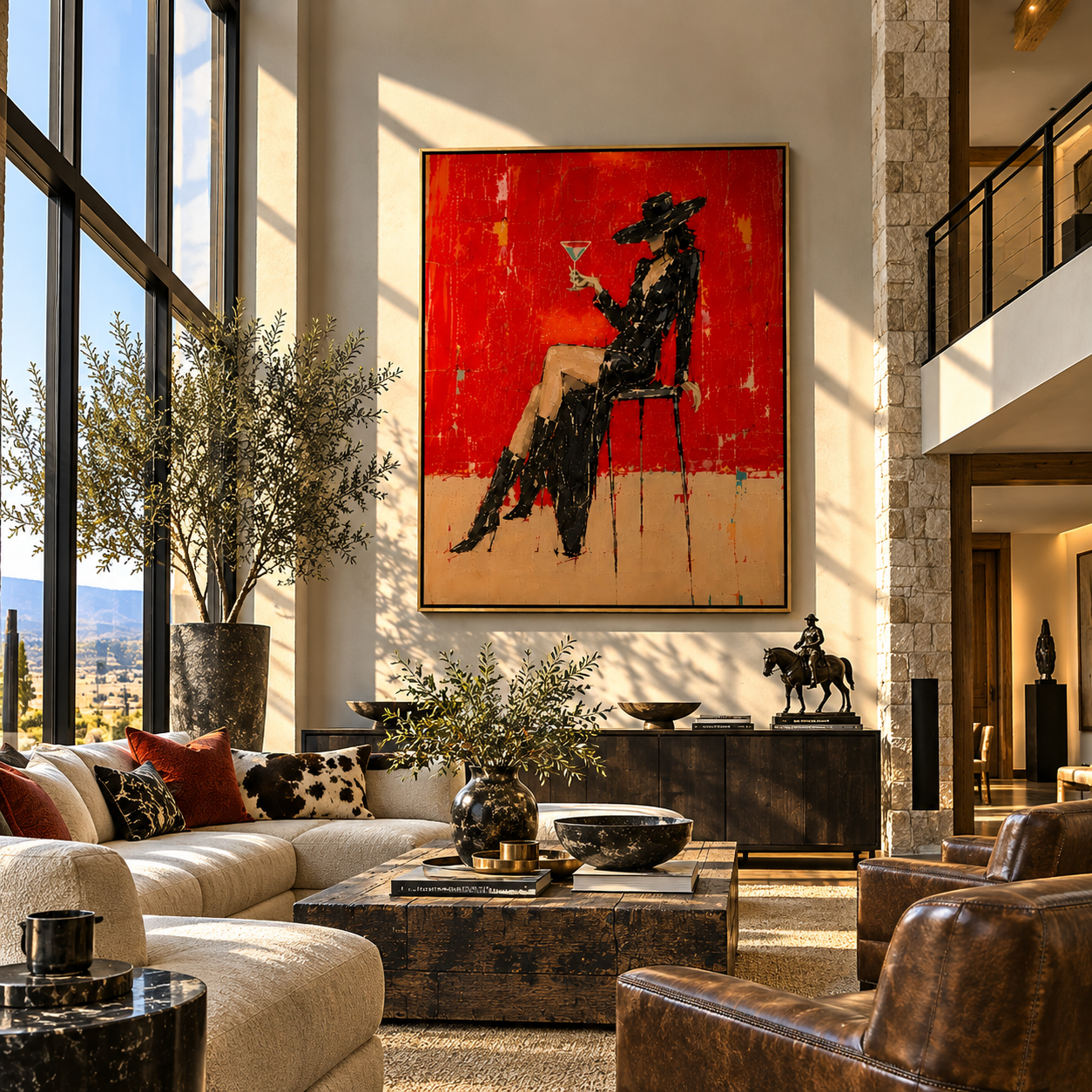 Black Lace Raises Glass presented as a colorful interior focal point