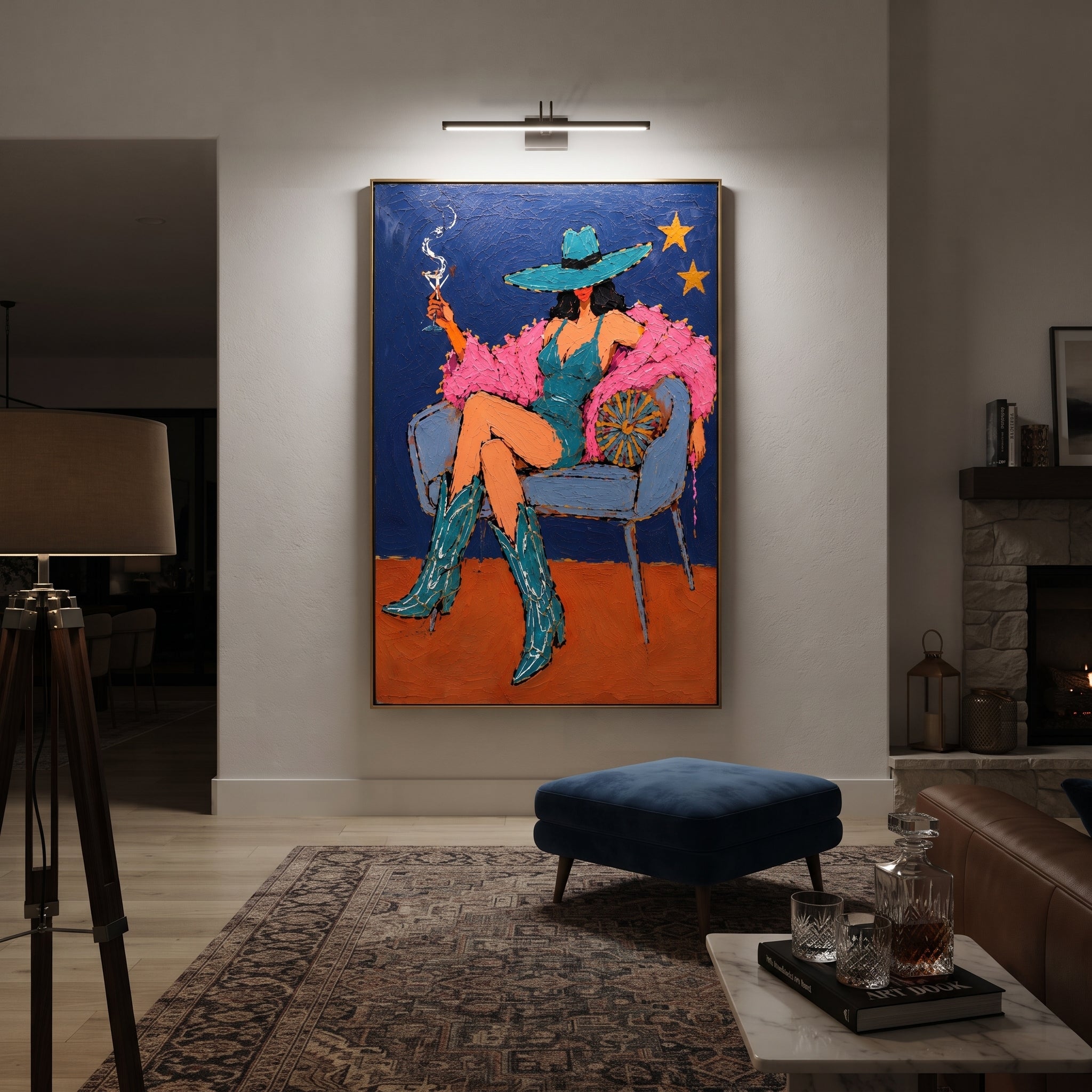 Teal Boots Light Stars displayed in a layered residential setting