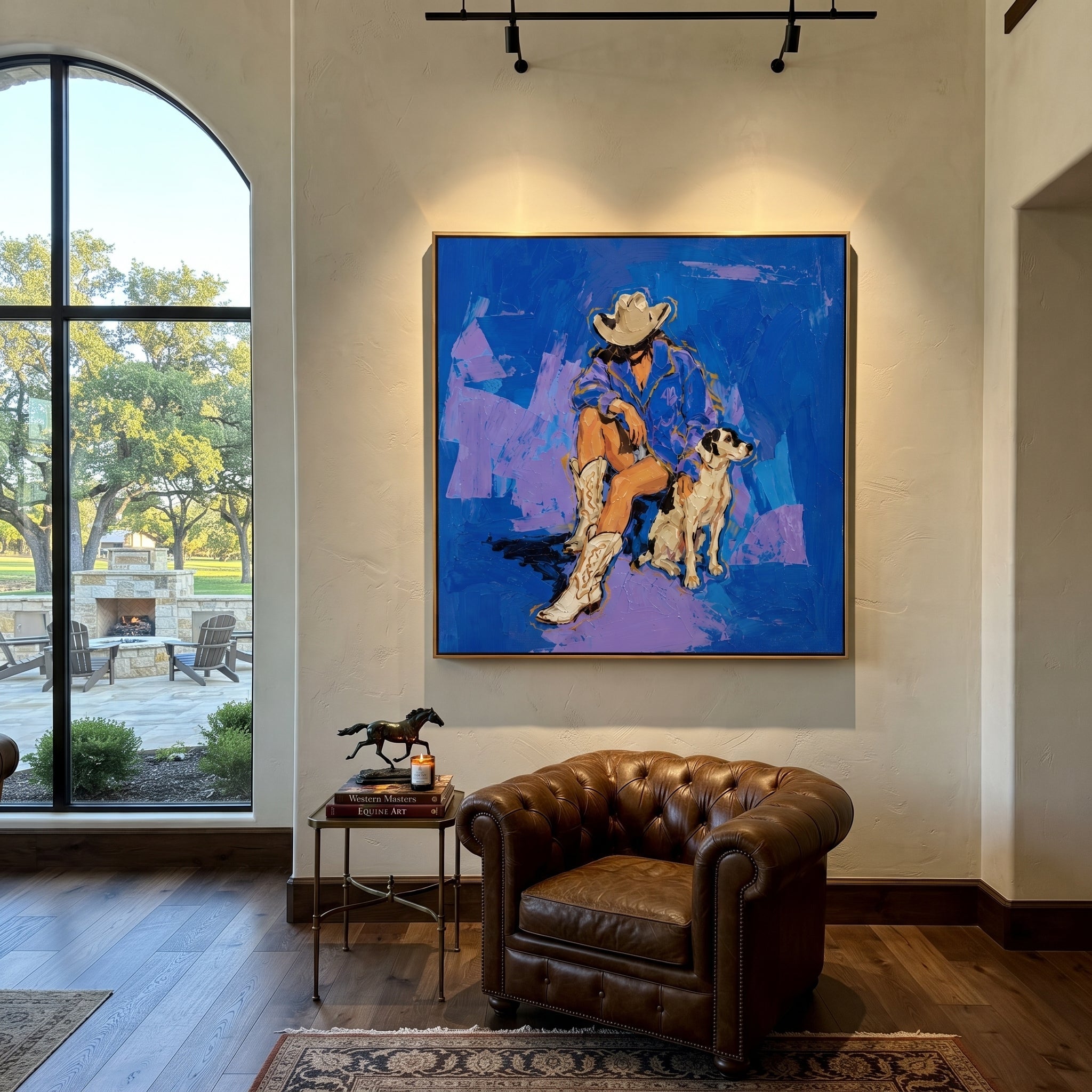 Blue Ground Holds Friendship presented as a colorful interior focal point