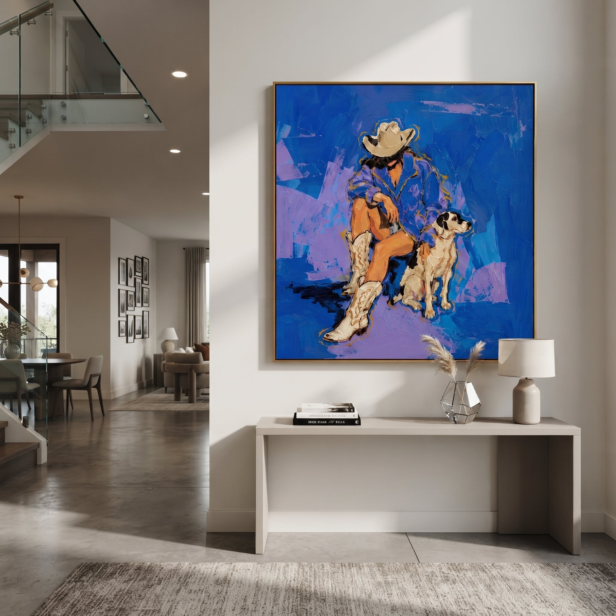 Blue Ground Holds Friendship displayed in a layered residential setting