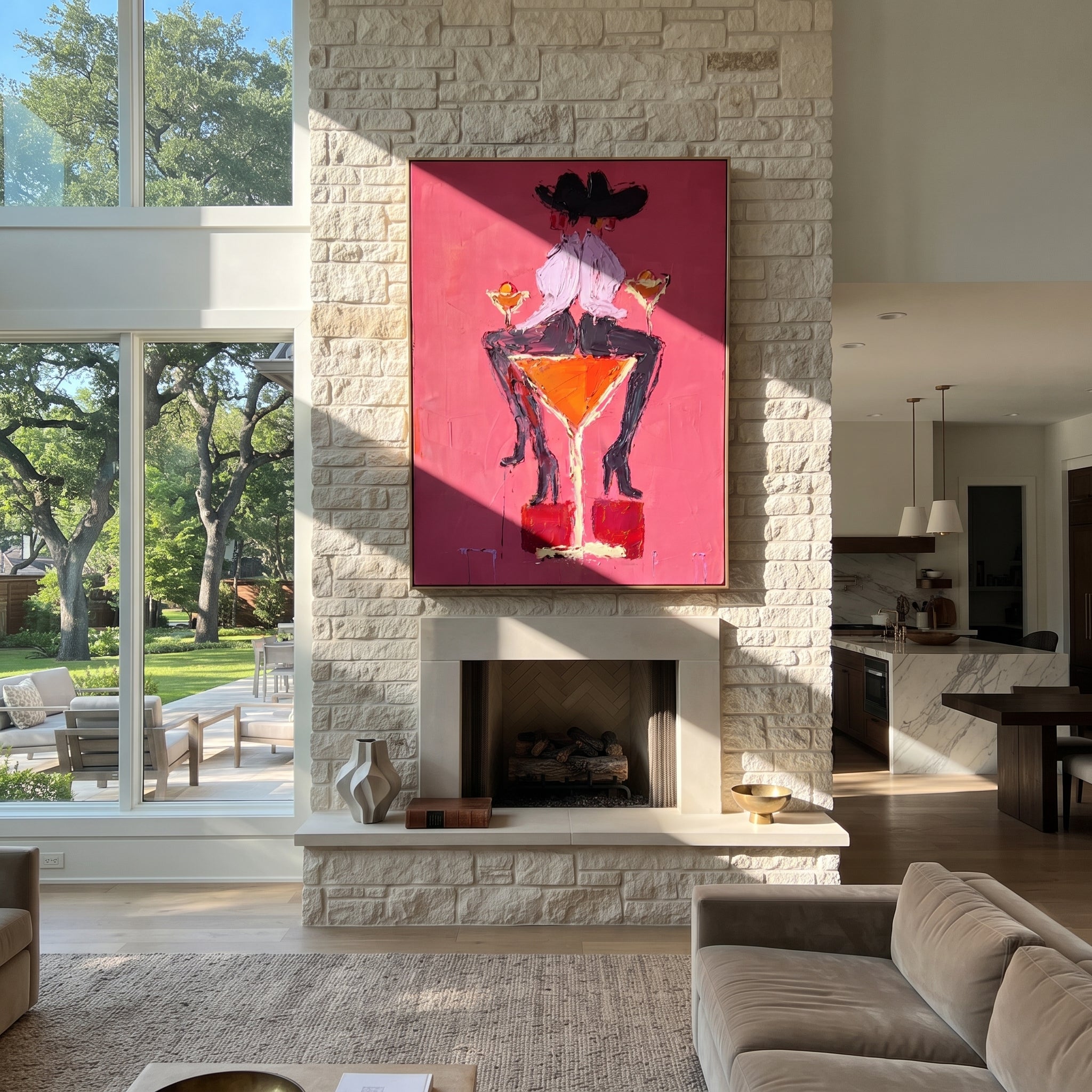Two Hats Share Glass displayed in a collected contemporary interior